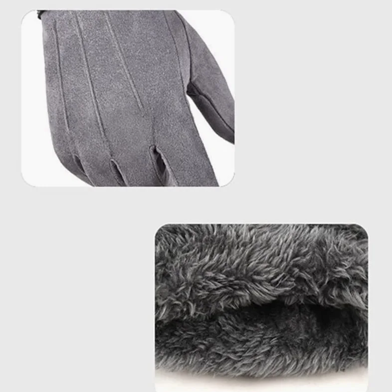 Guantes de equitación para hombre, piel de terciopelo, pantalla táctil, más terciopelo, gruesos, otoño e invierno, cálidos, para conducir, deportes al aire libre