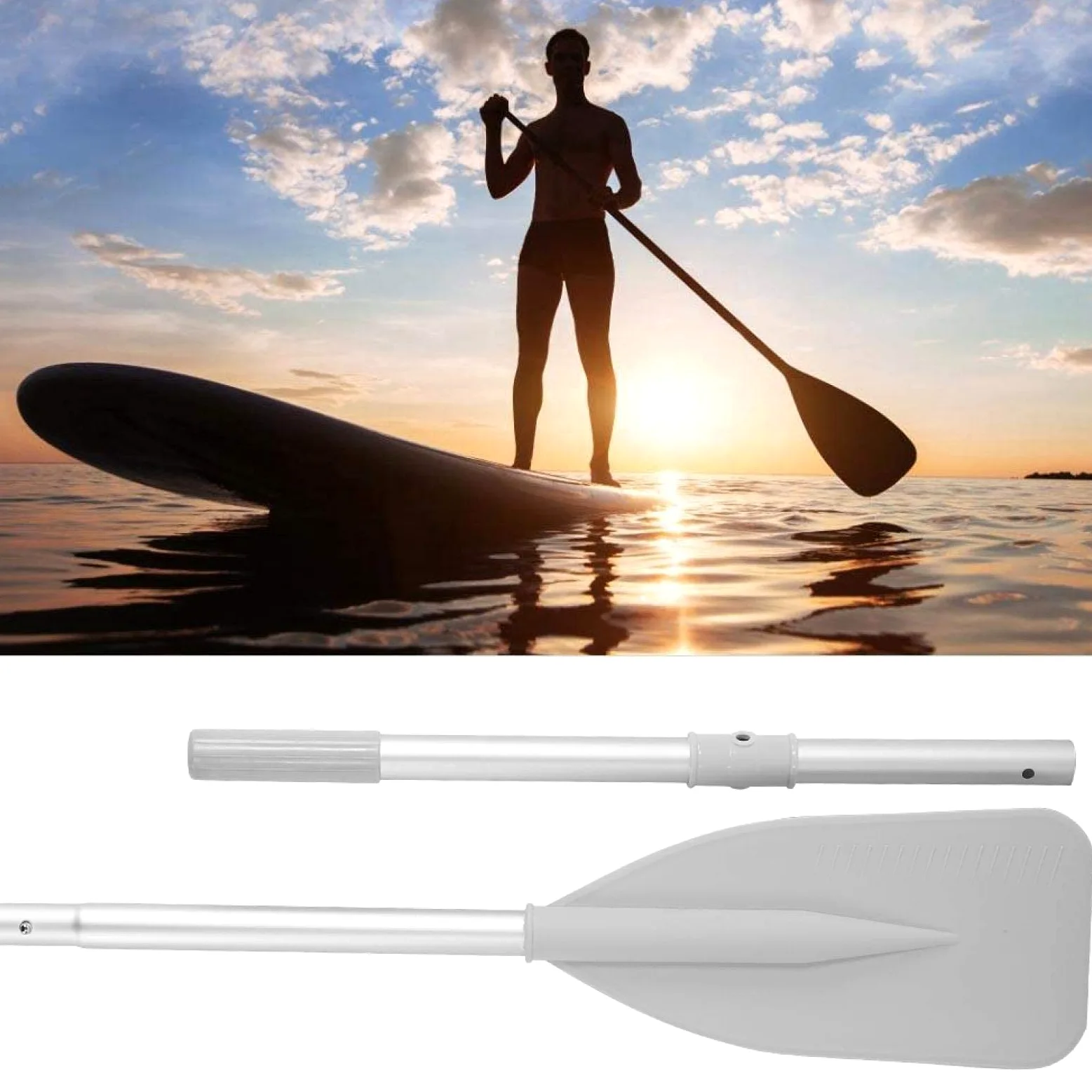 Alomejor 2 Unids Kayak Paddle Remo Desmontable Canoa Canoa Herramienta de Paleta Paletas de Aluminio Bote Inflable Canoa Dinghy