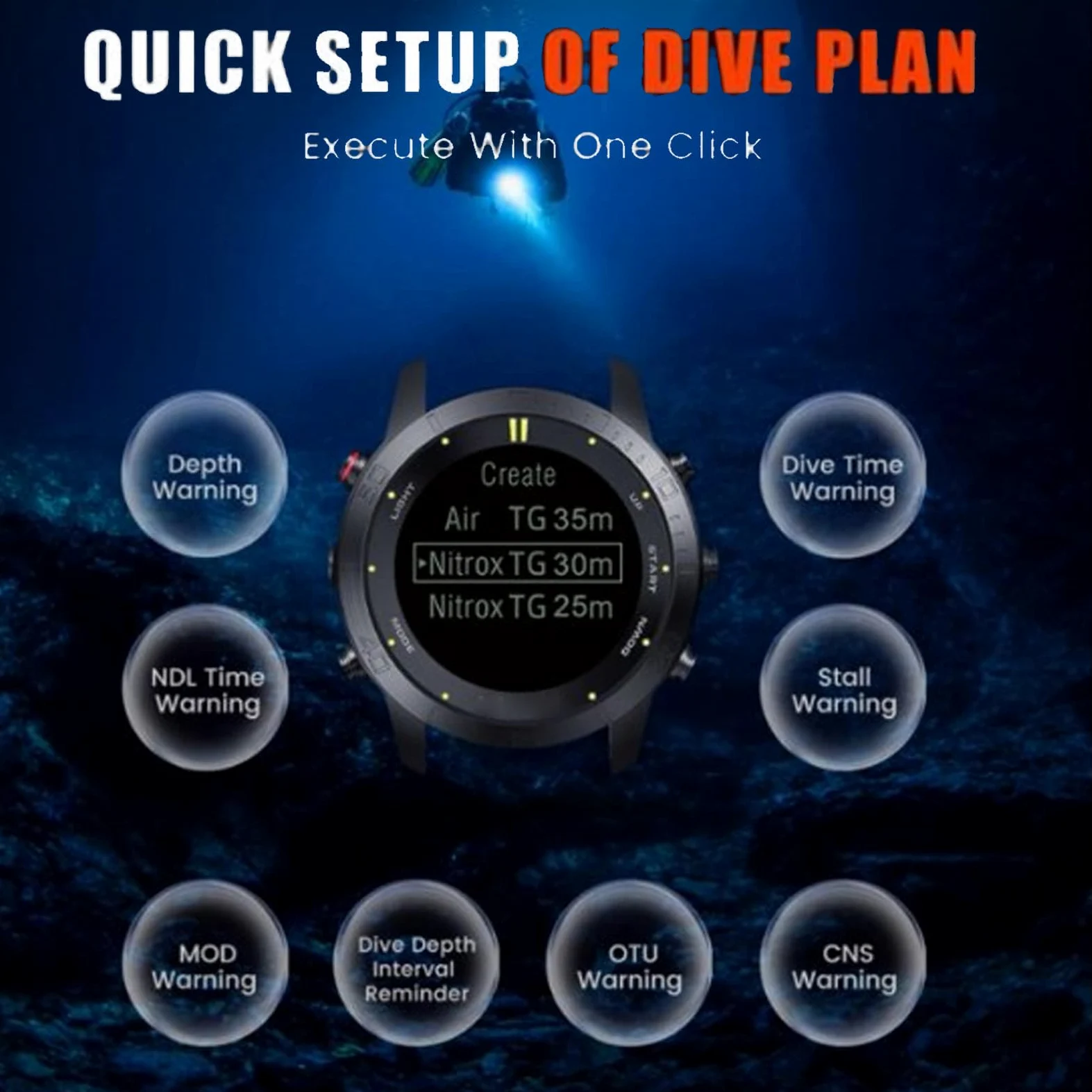 RiToEasysports Computadora de Buceo, Pantalla de 1,18 Pulgadas 100 M Seguimiento de Actividad Reloj de Computadora de Buceo para Natación Apnea