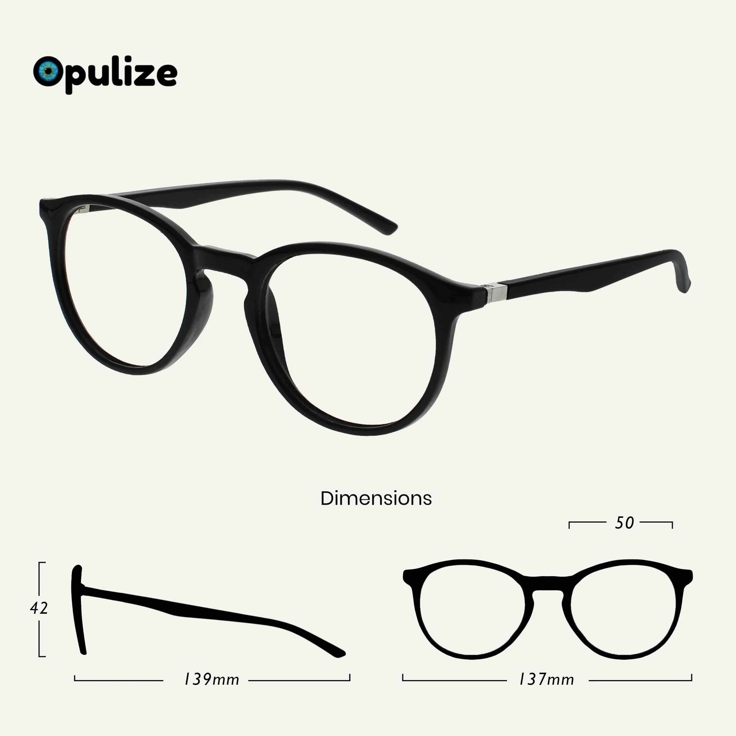 OPULIZE Gafas de Lectura 4-Pack +2.00 Montura Redonda Negra Marrón Gris Resistente Arañazos Antirreflejante