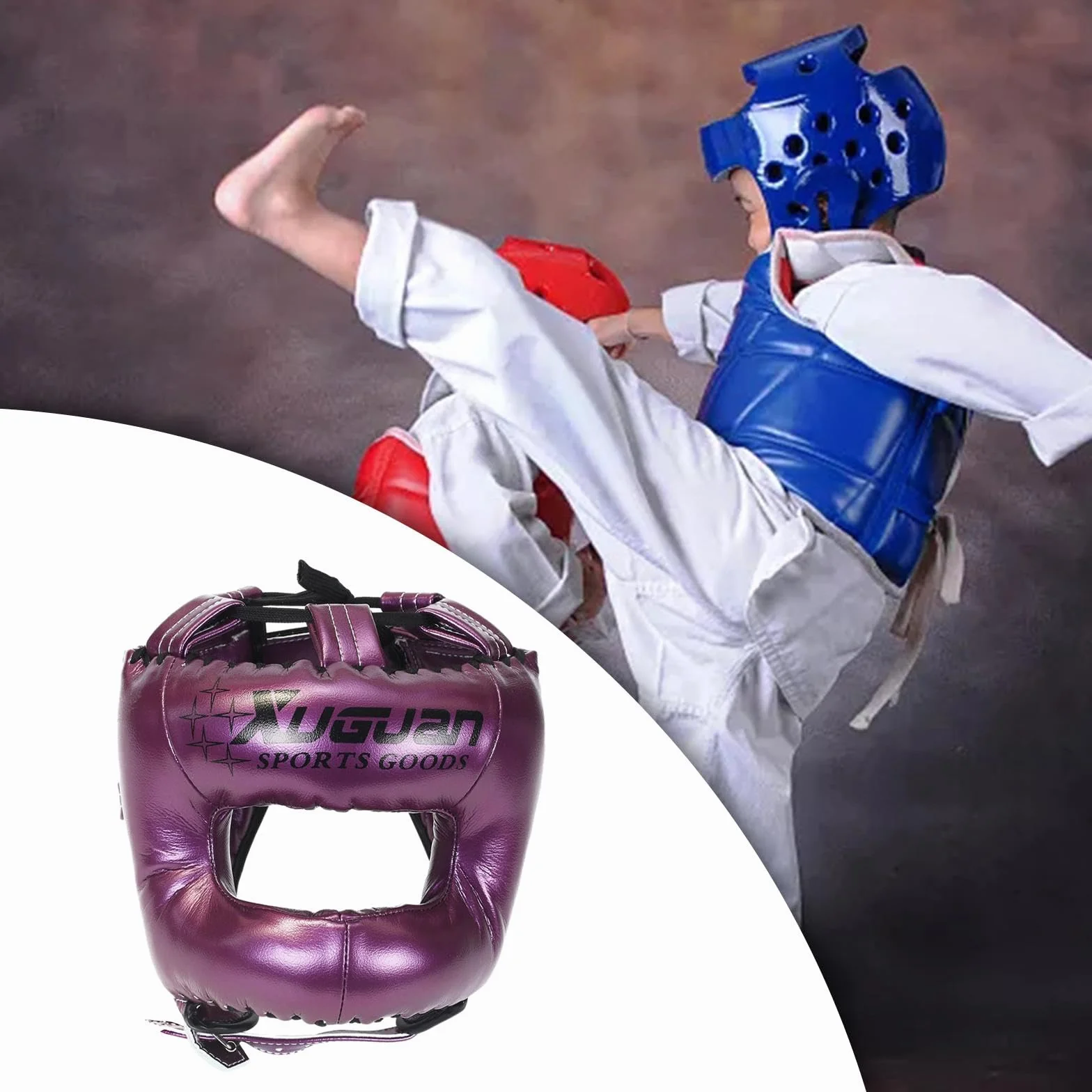 Casco de Boxeo Ajustable Acolchado Transpirable Protección para Karate Sparring