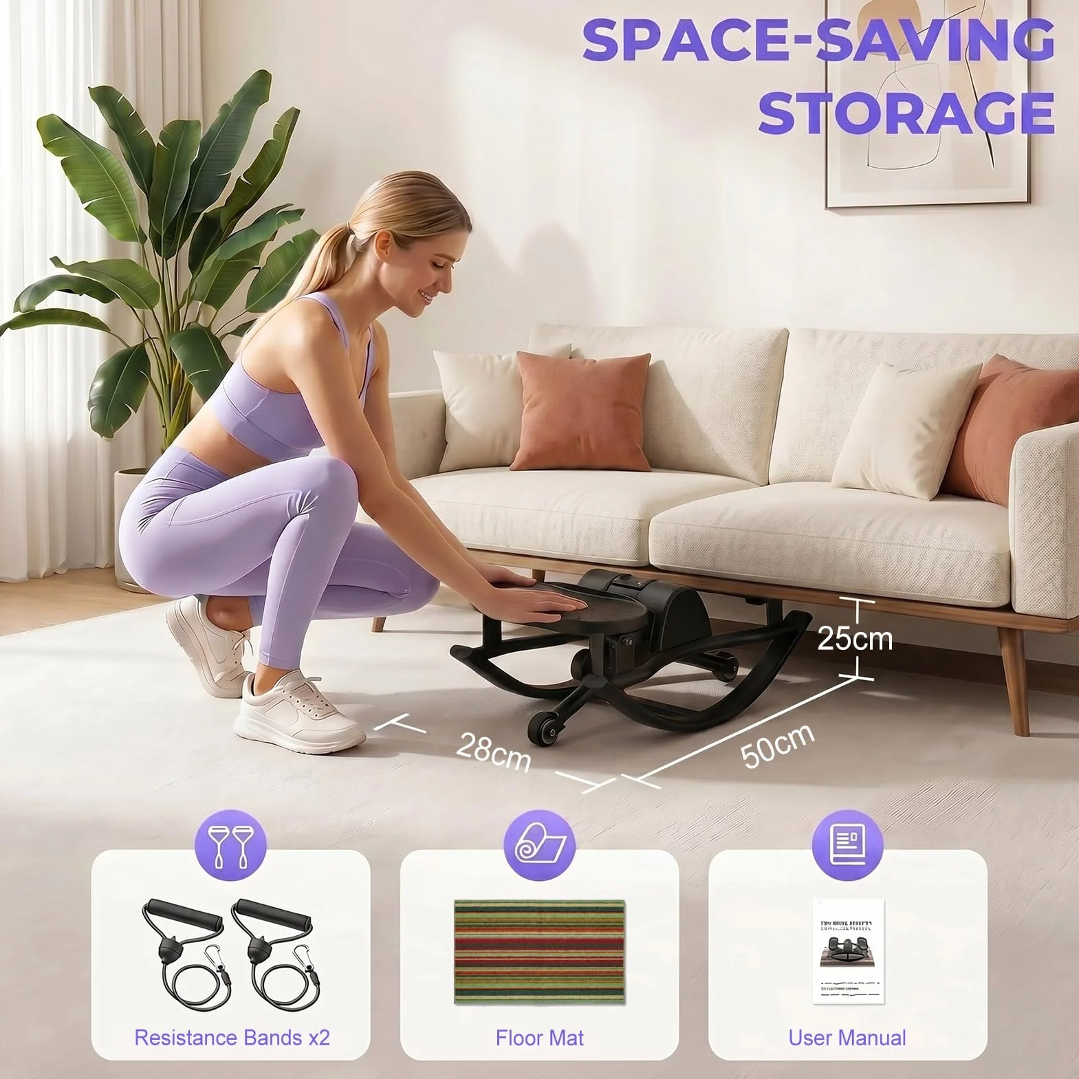 Upgraded Rock Stepper Fitness Casa, Home Twist Stepper Movimiento Lateral Silencioso Low-Impact Joint-Friendly para Caderas, Piernas, Glúteos, Banda de Resistencia