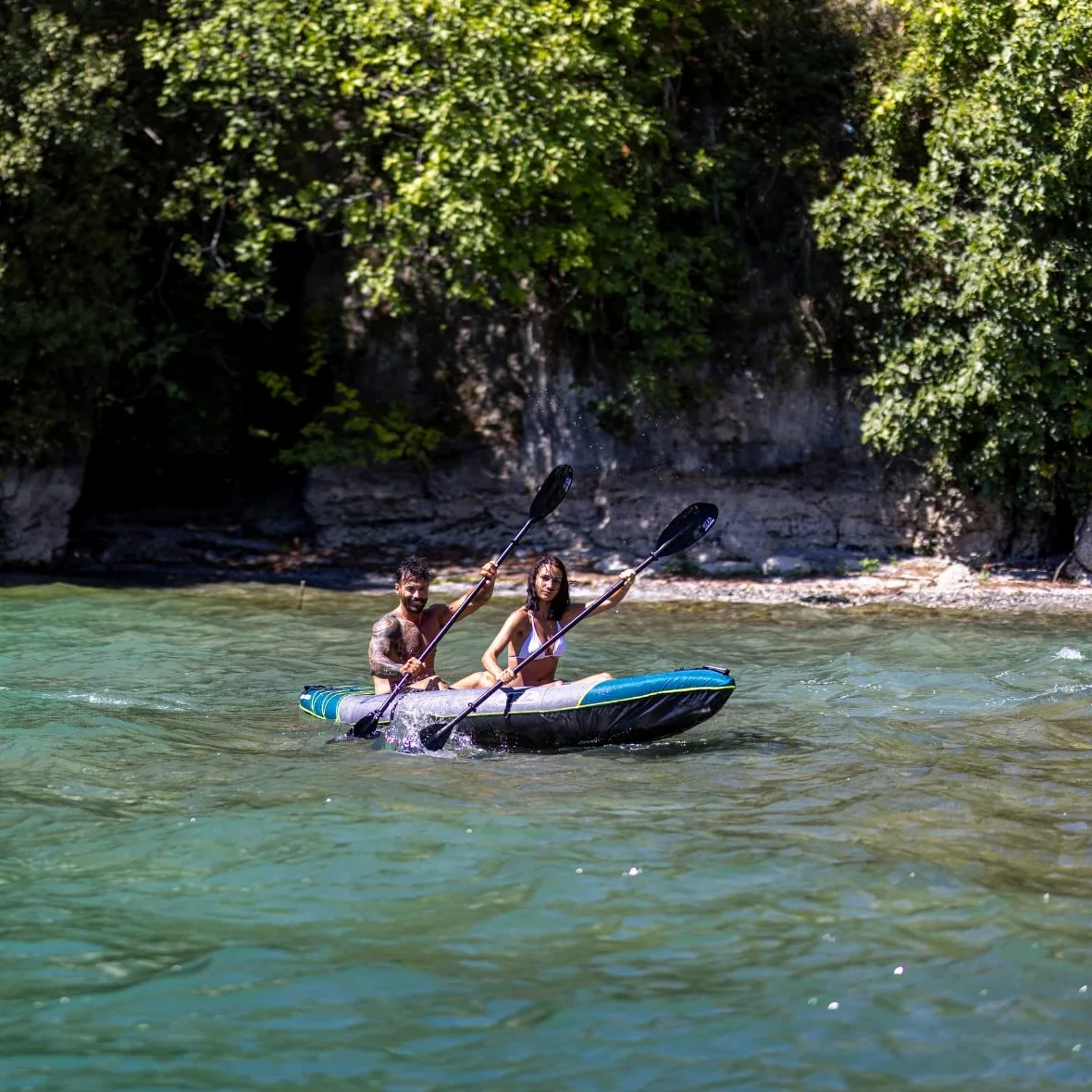 Kayak Canoa Inflable Biplaza JBAY.ZONE FLUO 335x93cm con Cubierta de Tela