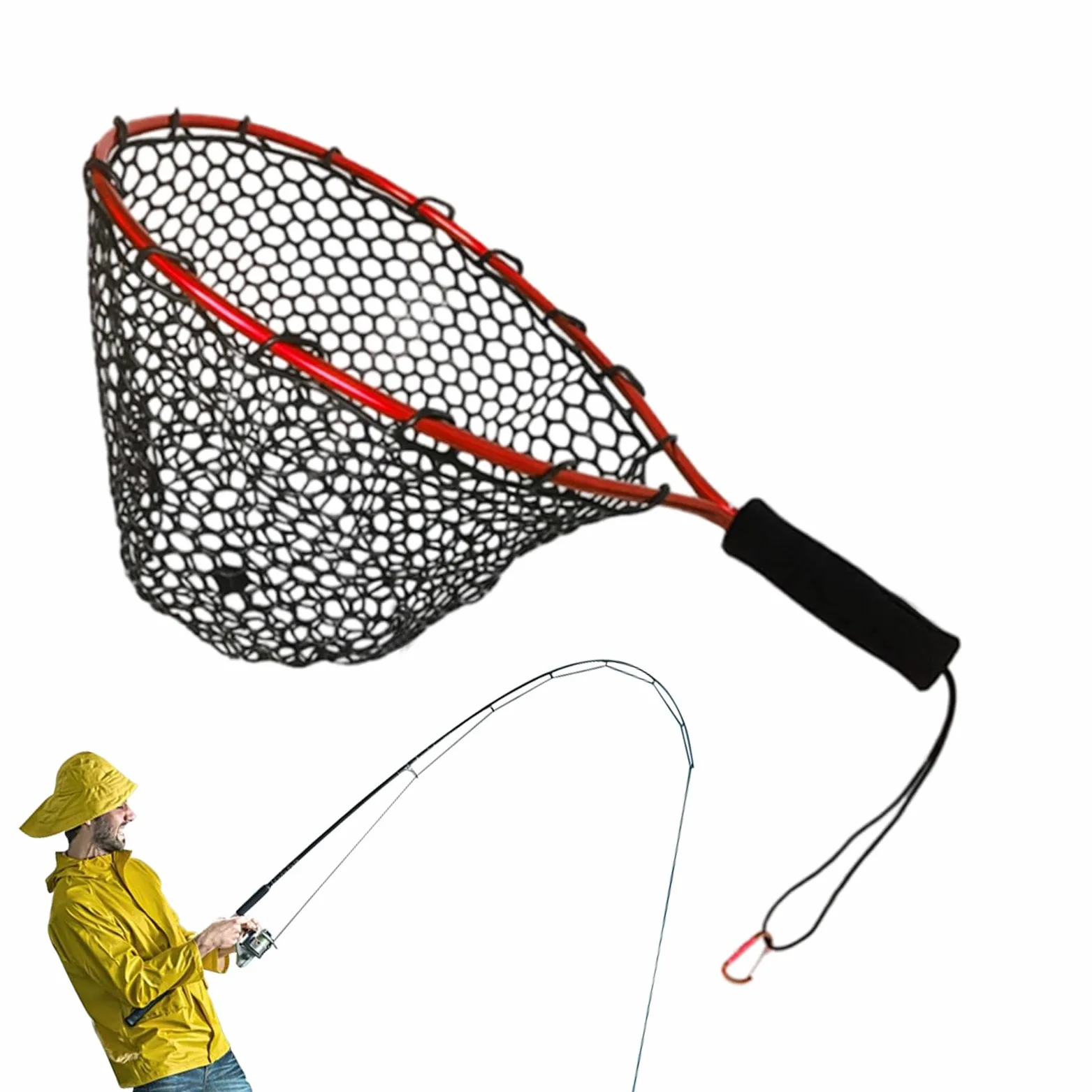 Red de captura para acuario, para playa, kayak, agua salada, acuario, supervivencia al aire libre, arroyo, montaña, bajífonos, herramienta de pesca multifunción con mango