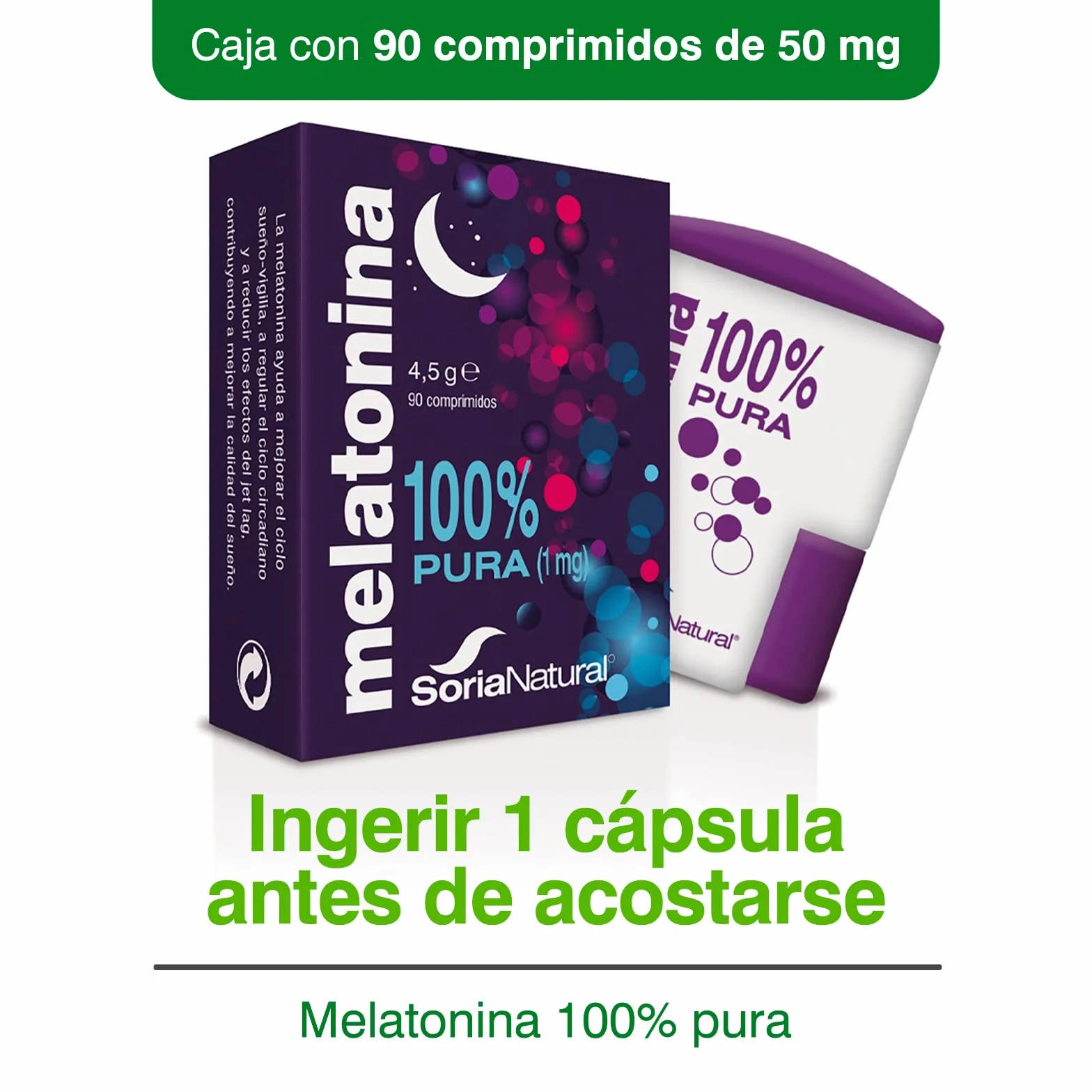 Melatonina Complemento Alimenticio 90 Comprimidos Regulación del Sueño Insomnio Jet-lag