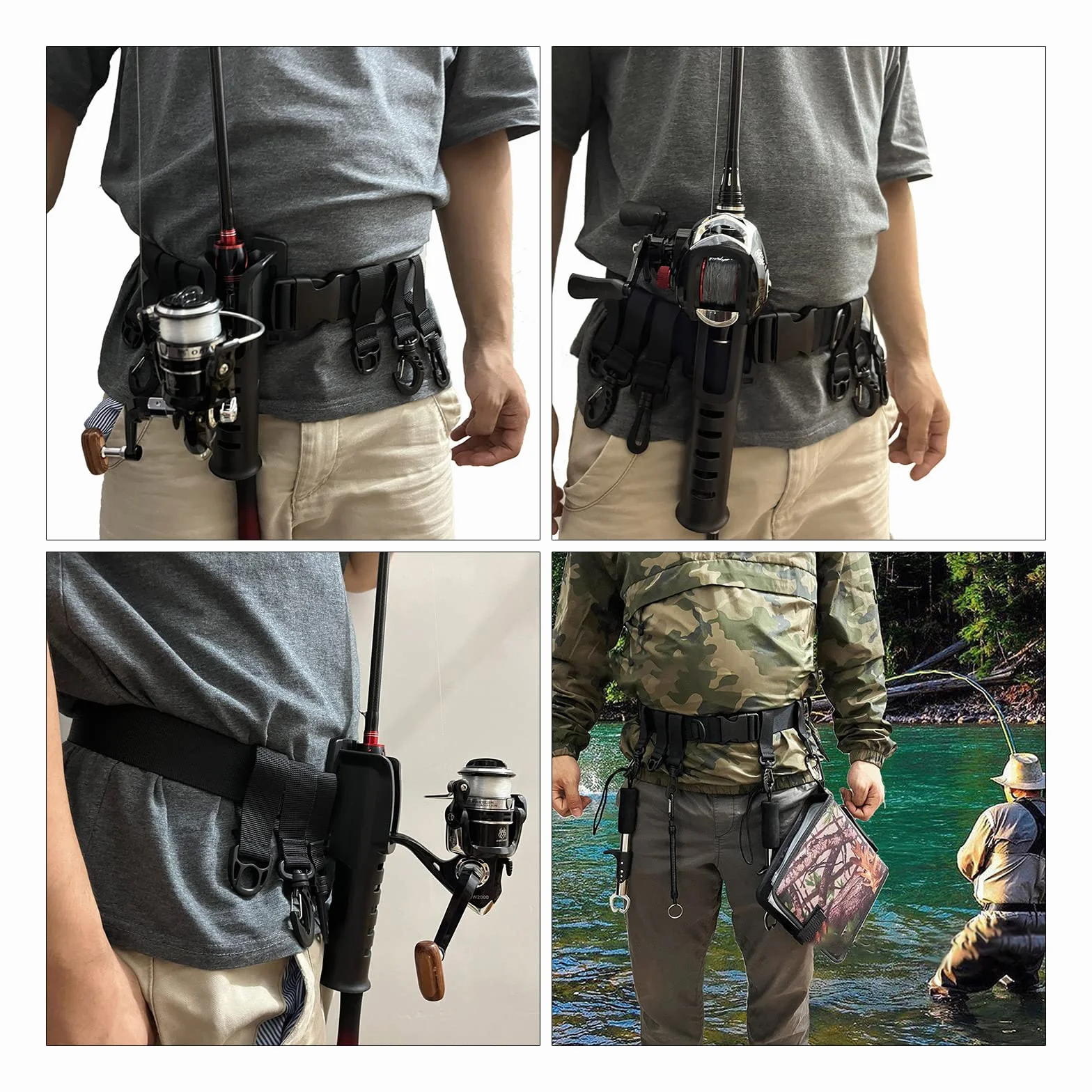 Cinturón de vadeador de pesca, cinturones de vadeo para kayaks, accesorios de pesca, cinturón de lucha, correas de vadeador, anillo en D y gancho, soporte para caña de cintura