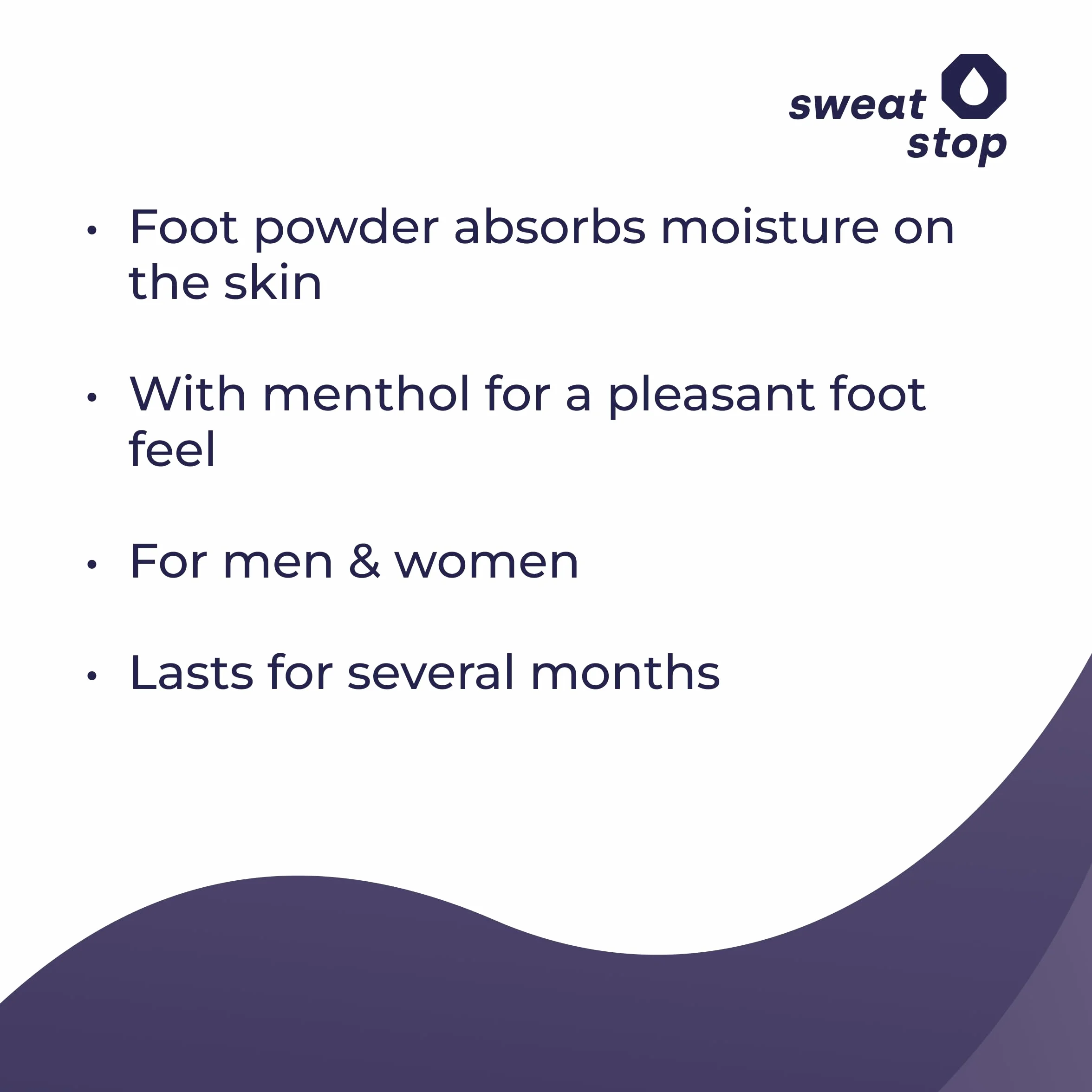 SweatStop® Mentol en polvo contra la transpiración de pies secos 100g