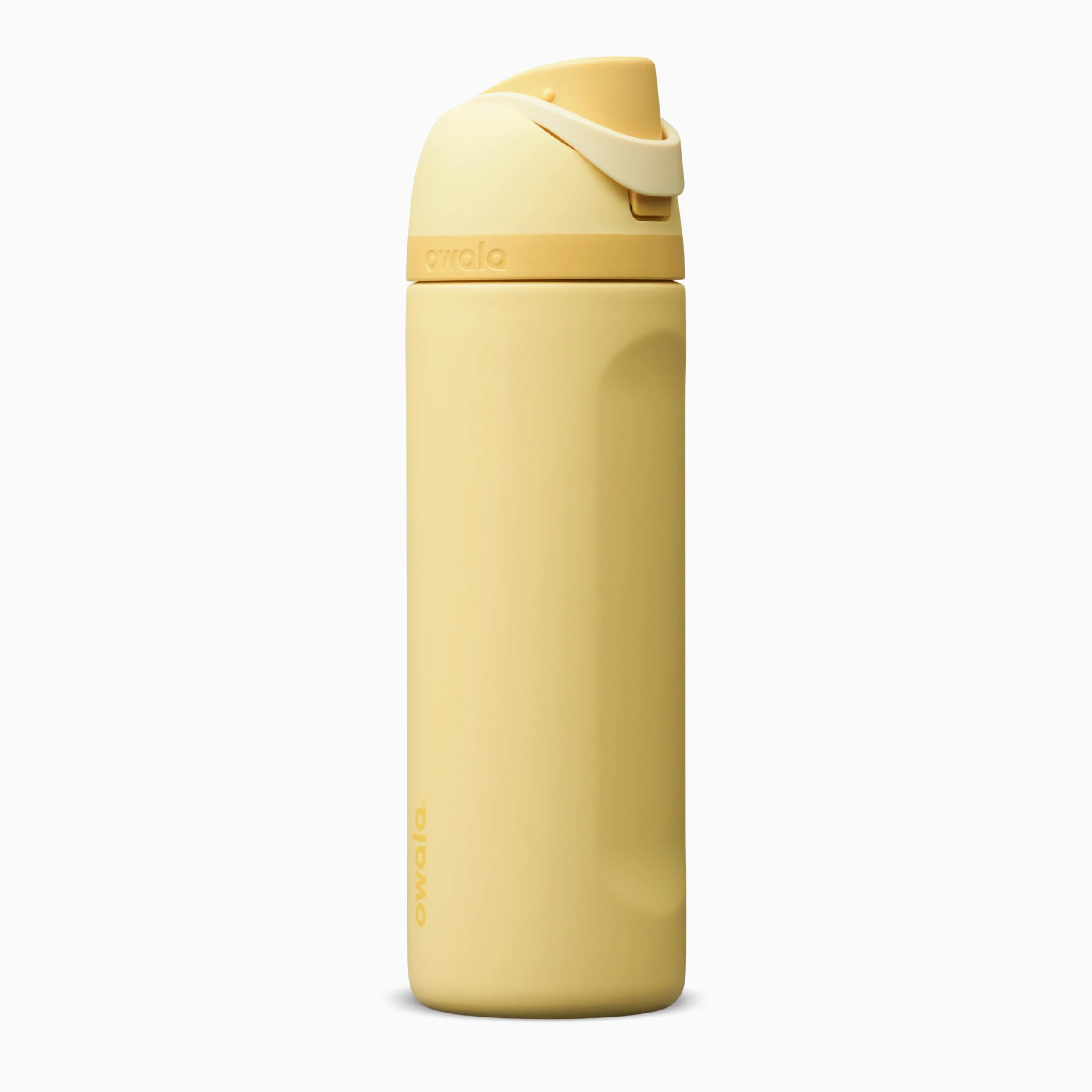 Owala FreeSip botella agua acero inoxidable con pajita, 710 ml - Botella térmica a prueba de fugas para el deporte y los viajes, sin BPA, Butter Half