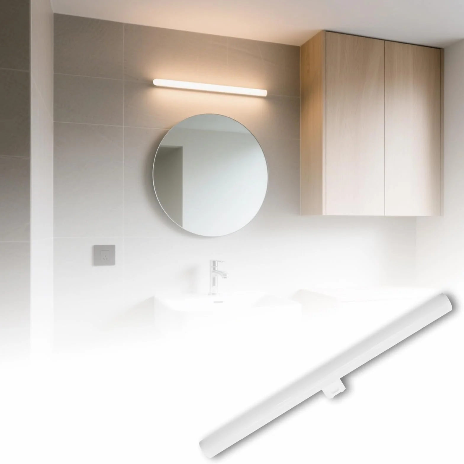 Linestra LED S14D 50cm 12W 1100LM Blanco Cálido 2700K LED Lineal Lámpara 180° S14S Bombilla Tubo 1 Casquillo