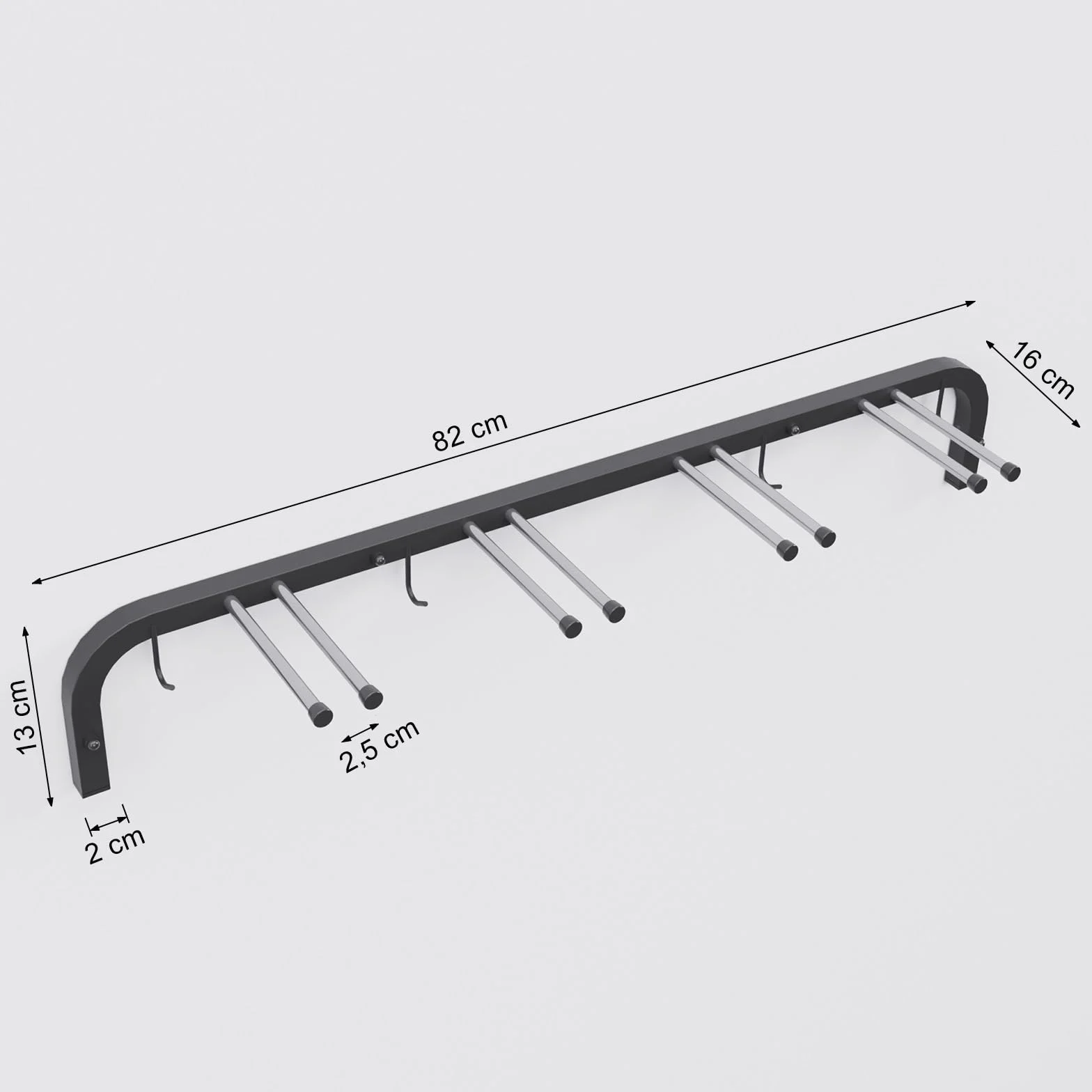 Soporte para esquís de pared N3 4 parejas 83 cm