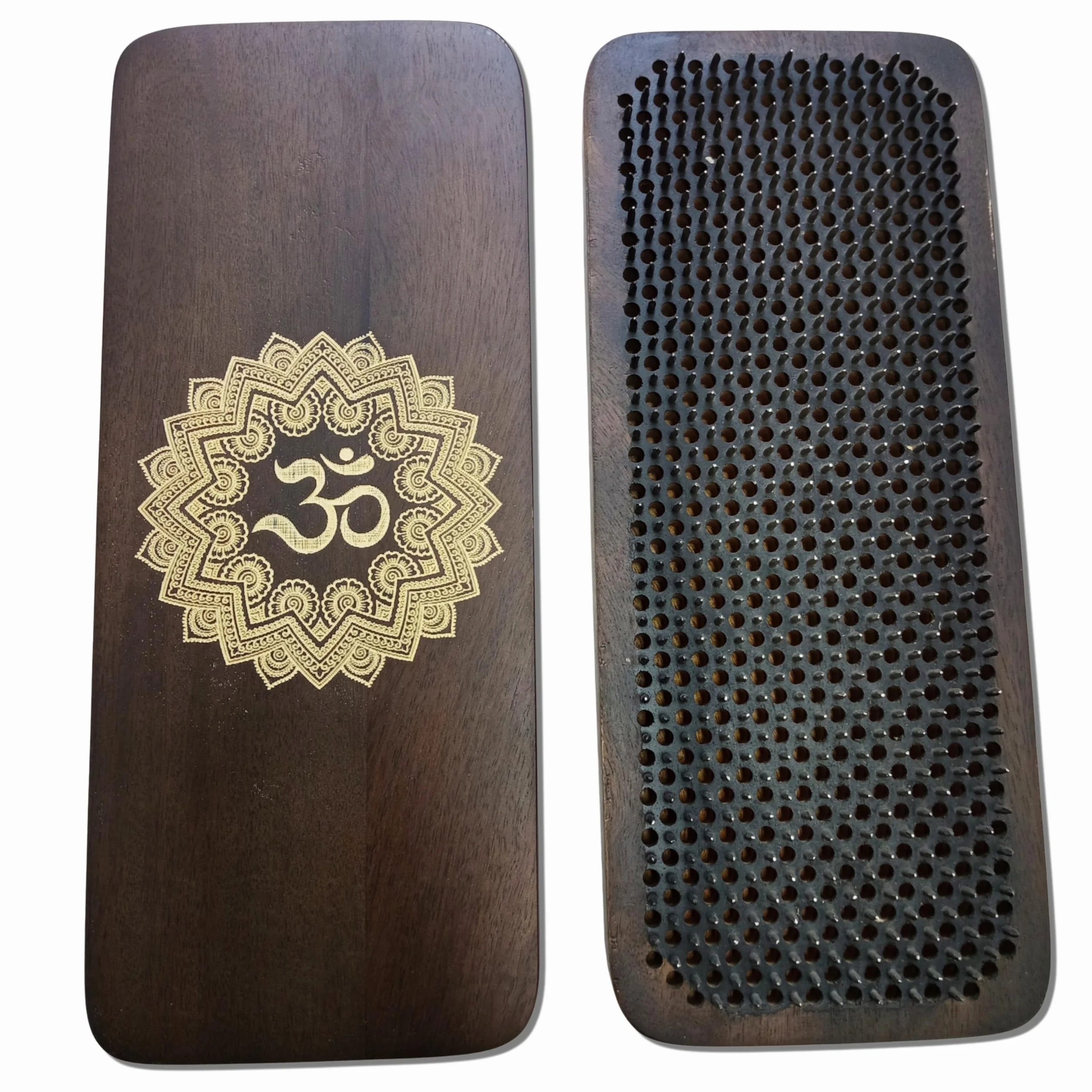 Sadhu Board Tabla de uñas de madera de mango oscuro 100% hecha a mano 4 tamaños 8 mm 10 mm 12 mm 15 mm práctica de yoga