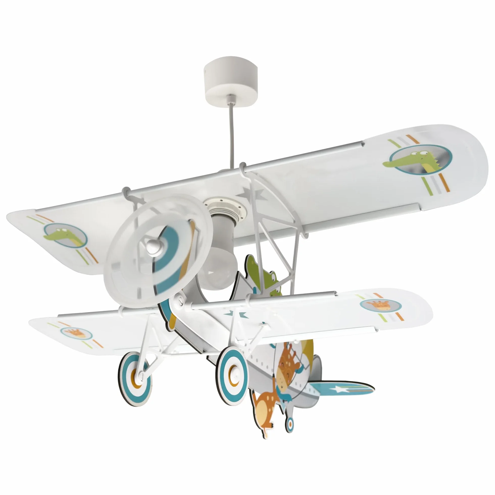 Dalber Lámpara Techo Colgante Infantil Avión Cocodrilo Blanco E27 15W