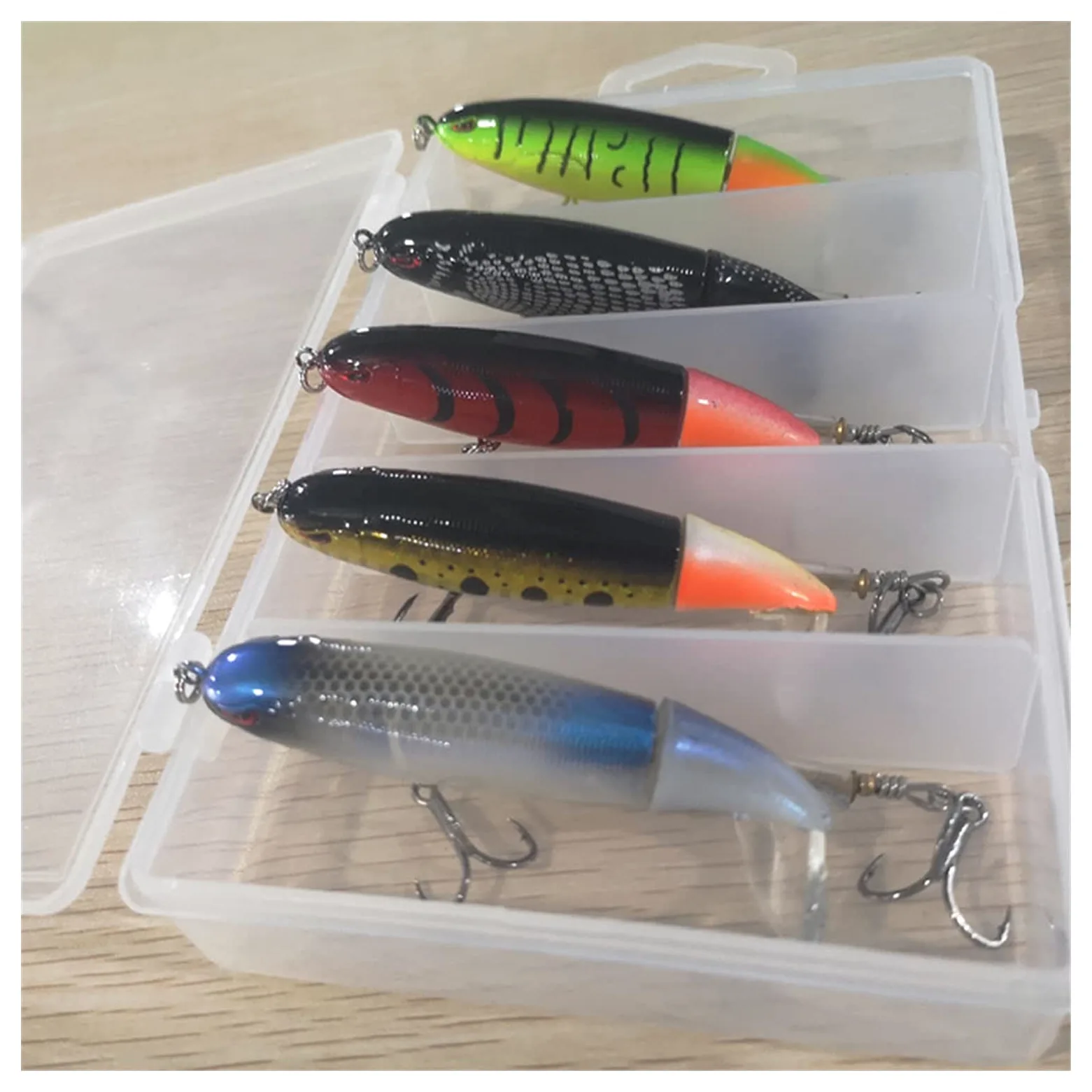 Señuelos de Pesca Juego de señuelos de Pesca Cebo con Caja de rotación Cait Hard Bait Fuerza de Pesca de Cebo Artificial Ganchos Duros Bass Fishing Tackle 5pcs Cebos Artificiales