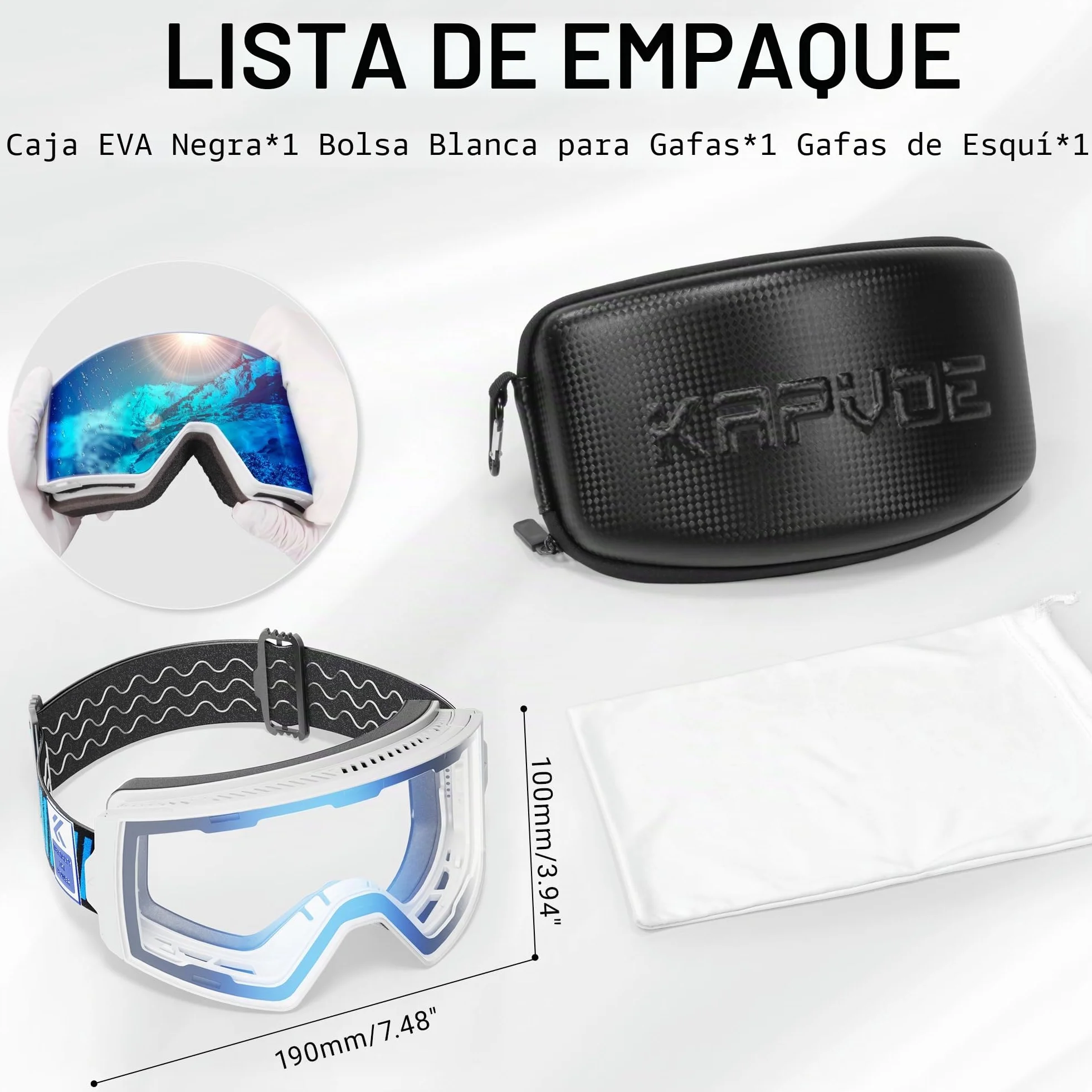 KAPVOE Gafas de Esquí Fotocromáticas Magnetizadas UV400 Antiniebla OTG K721