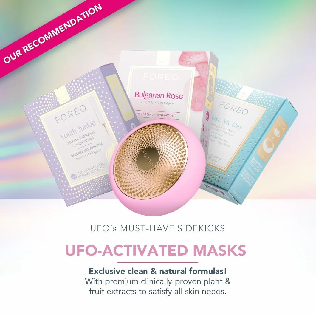 FOREO UFO 2 Mascarilla LED Facial Espectro Completo Terapia Luz Led Crioterapia Masajeador Pearl Pink