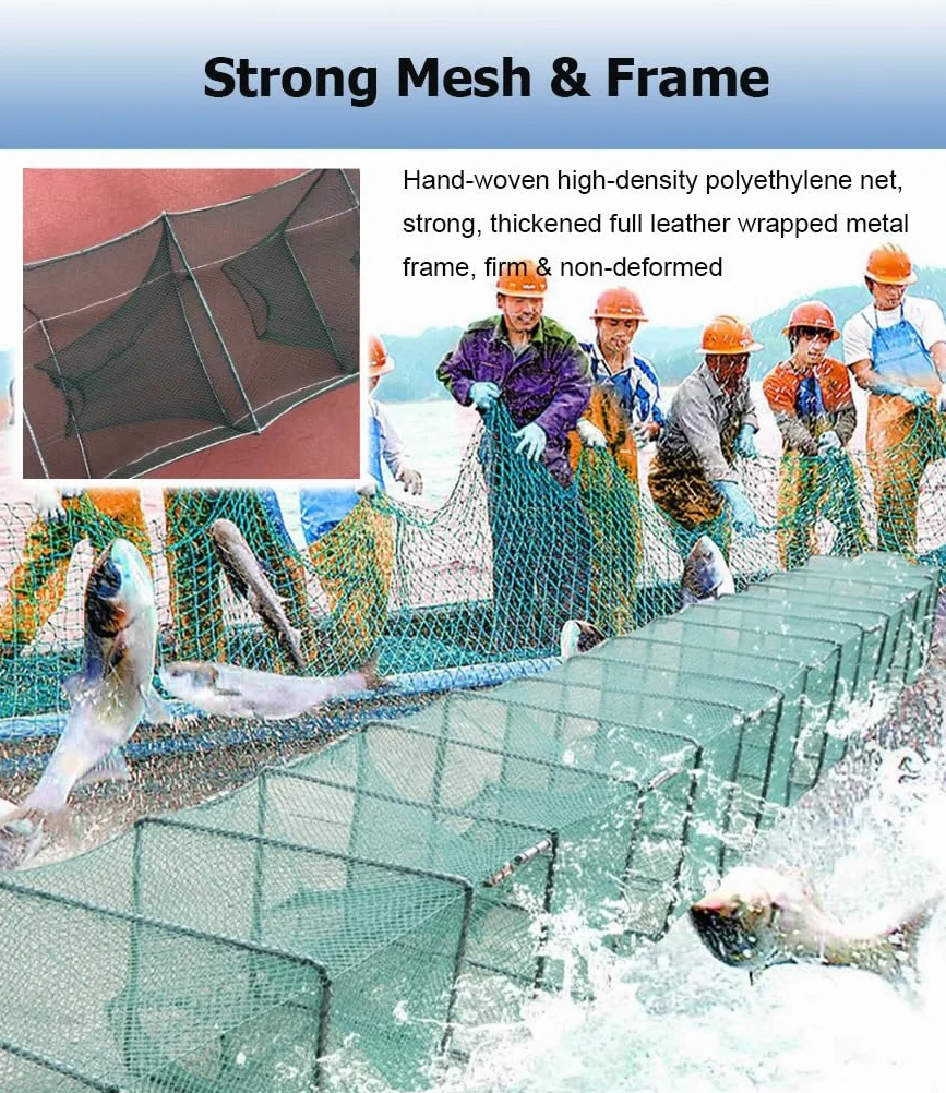 2 Juegos de trampas for camarones y cangrejos de 7,9 a 52,5 pies de Largo, trampas for Peces, Red de Pesca, Captura automáticamente más Peces fácilmente