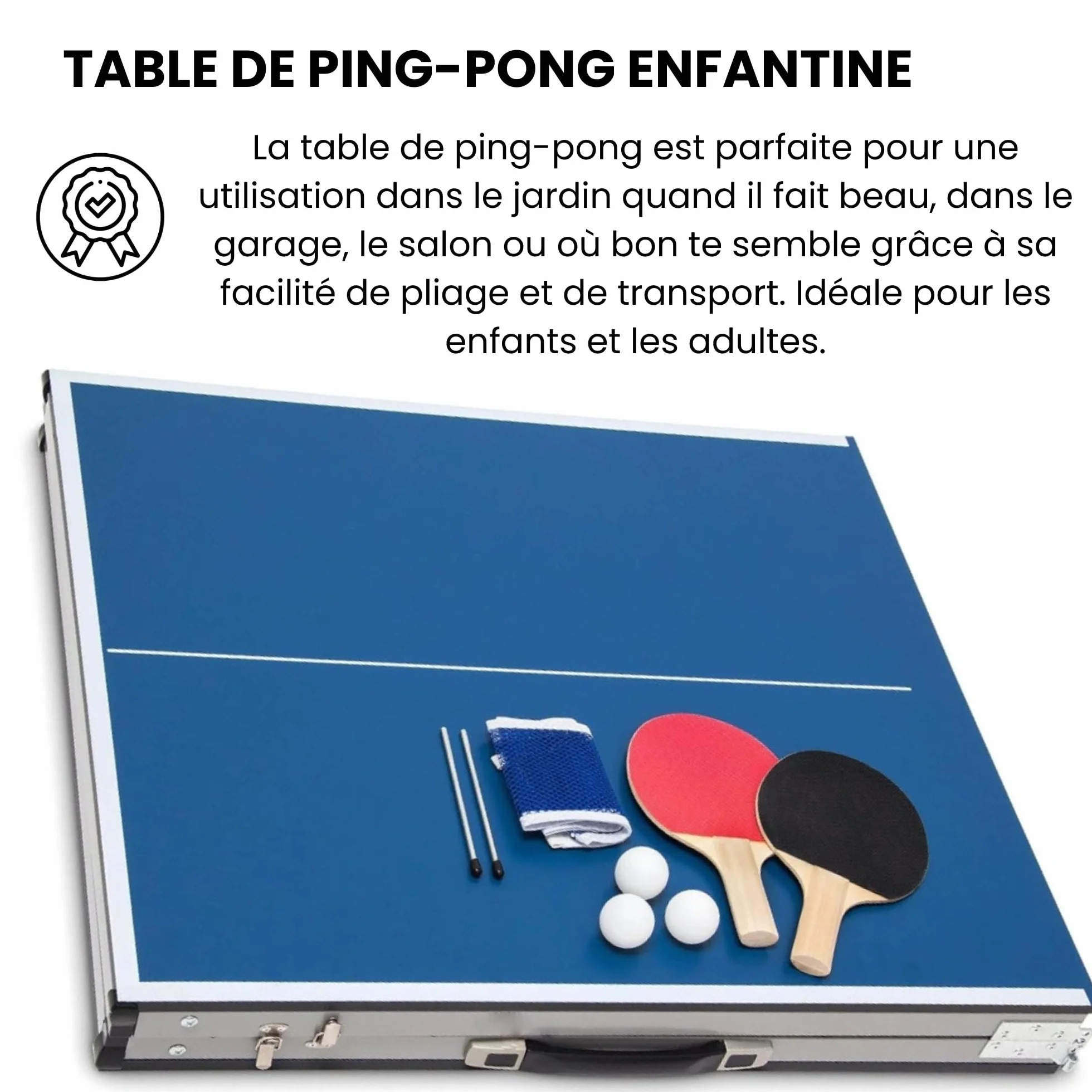 Mesa Ping Pong Infantil 150x67x69 cm Plegable Interior Exterior 2 Raquetas 3 Pelotas Red
