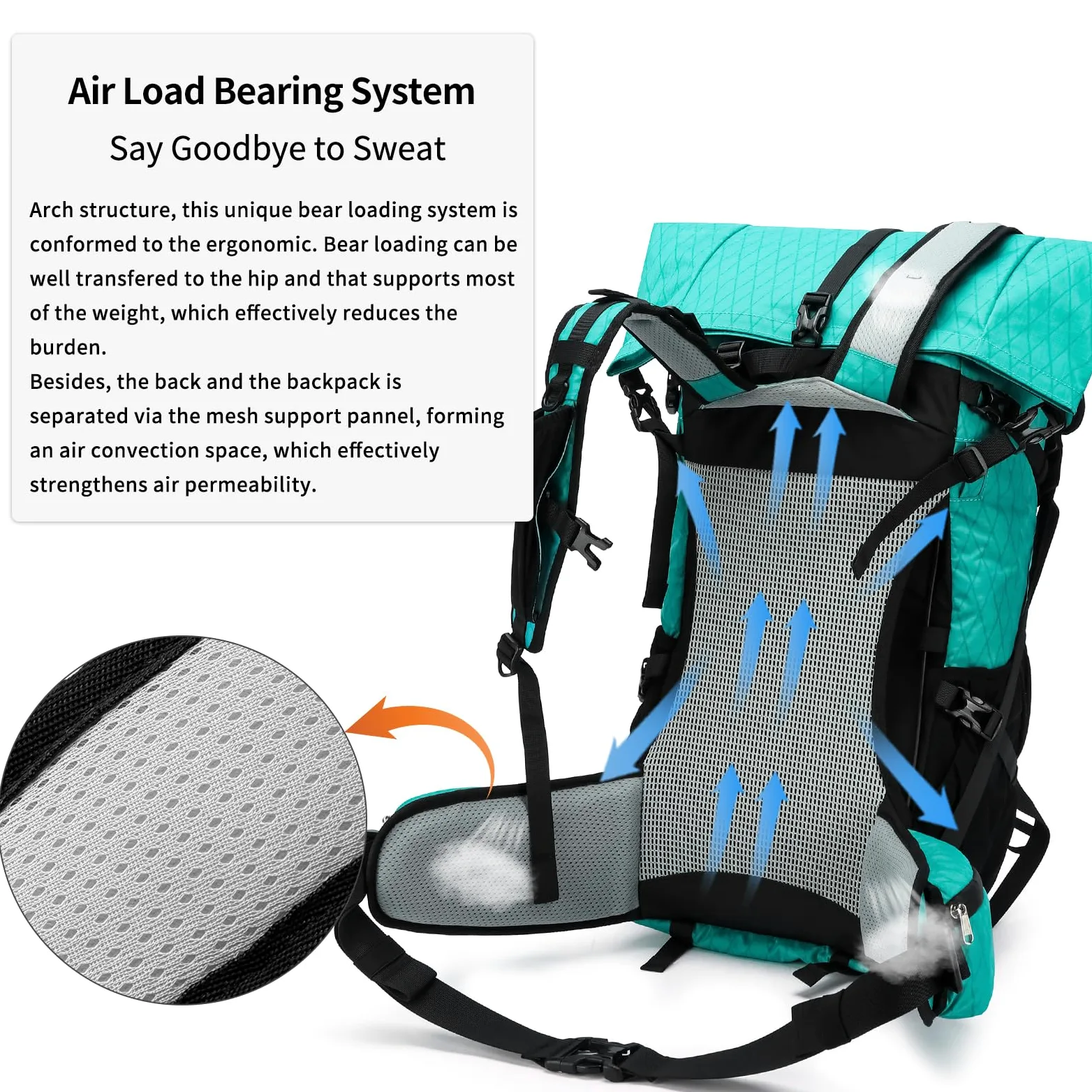 Mochila de senderismo, X-PAC mejorada ligera, de gran capacidad, bolsa de senderismo apta para escalada de montaña, camping