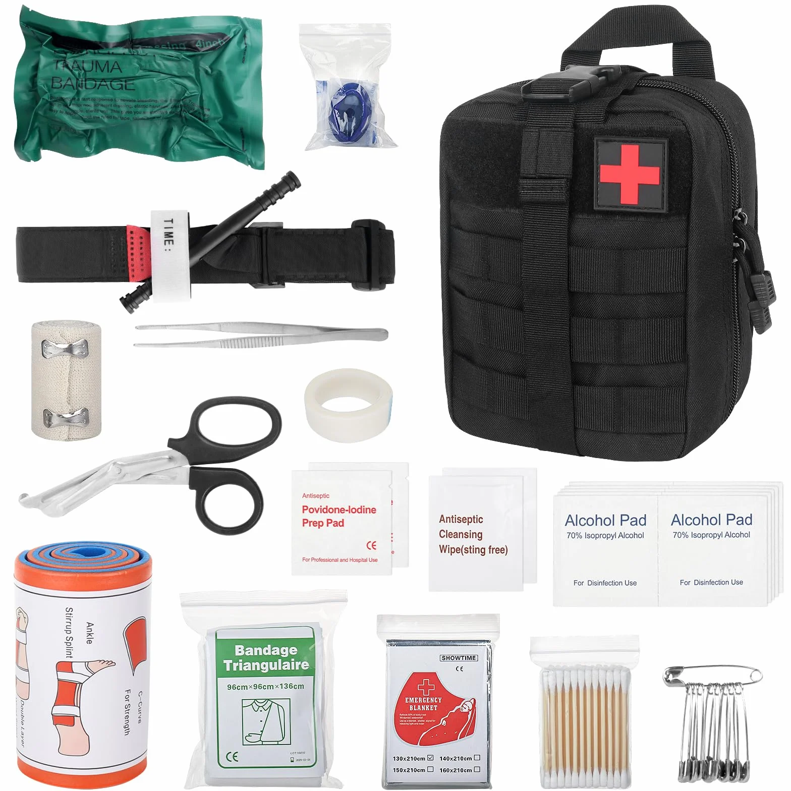 Kit de Primeros Auxilios 46PCS, Botiquín Táctico, Bolsa de Emergencia para Viaje y Acampada