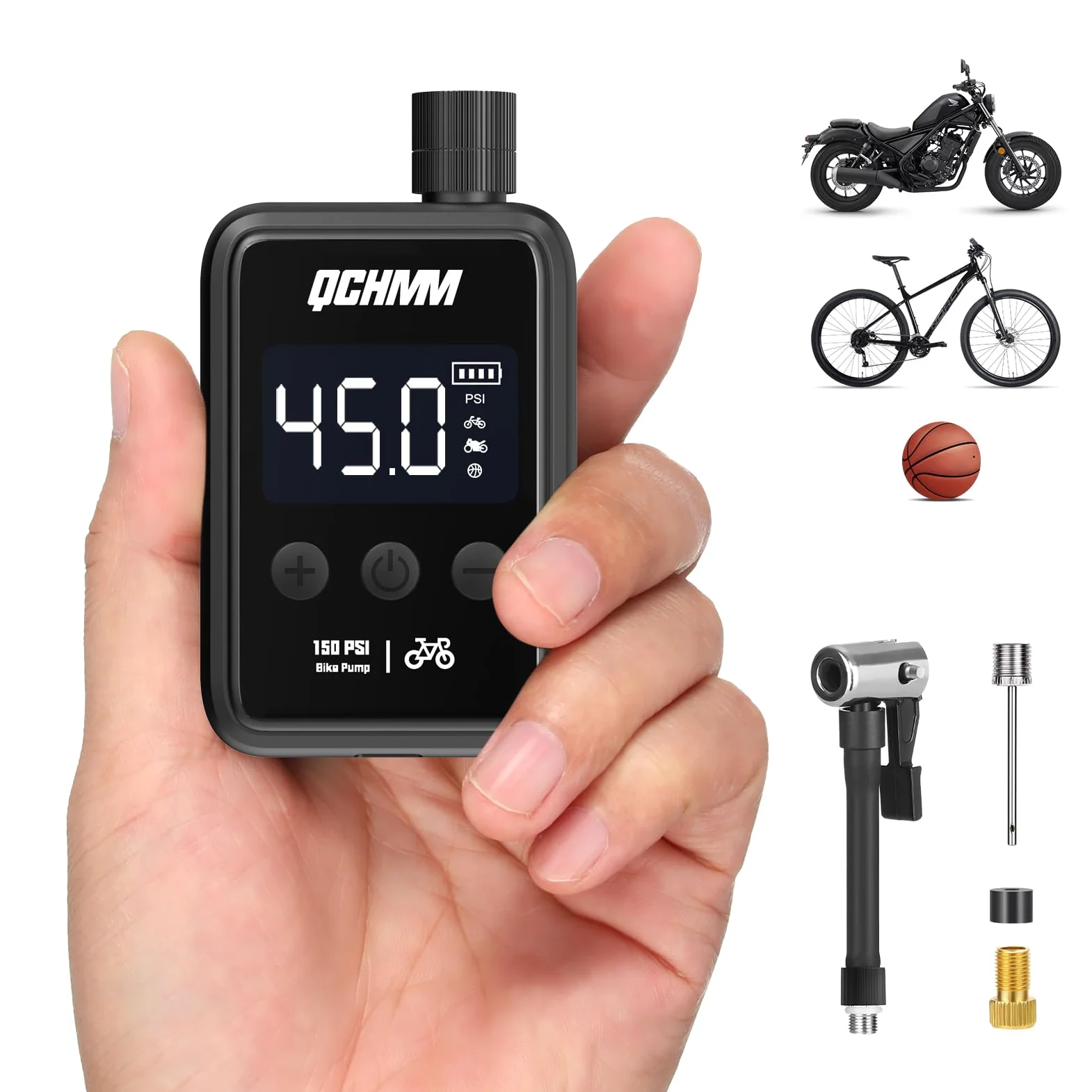 Bomba de Bicicleta, Bike Pump Portátil con Pantalla LCD Digital, 120PSI, Mini Inflador Bicicleta Portatil y Electrica con Bateria, 500mAh