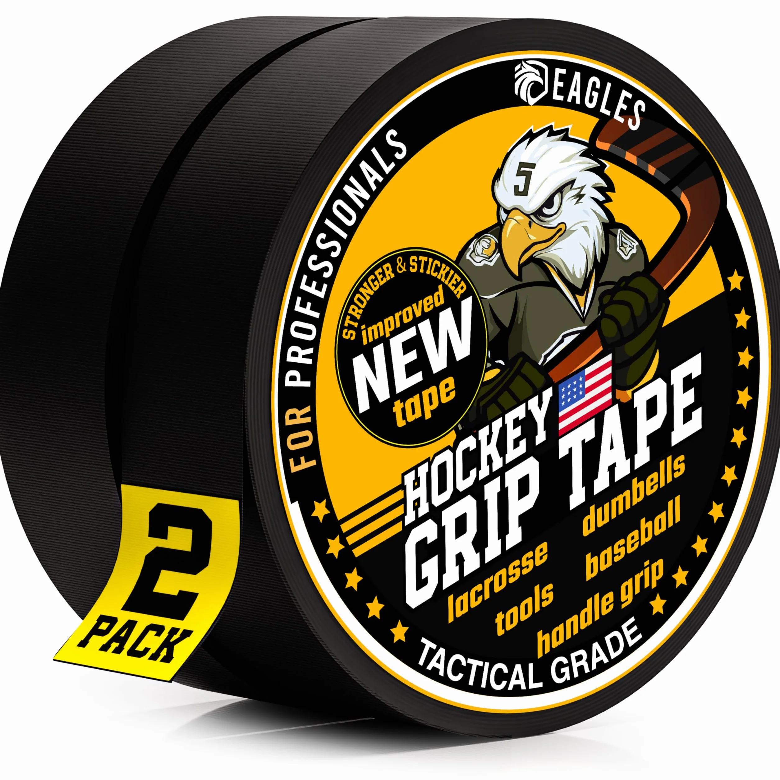 EAGLES Rollo de cinta de tela multiusos para hielo y rodillo, hoja de palo de hockey y protector de manga, agarre fuerte para bate de béisbol Lacrosse - regalos deportivos, accesorios, equipo, equipo