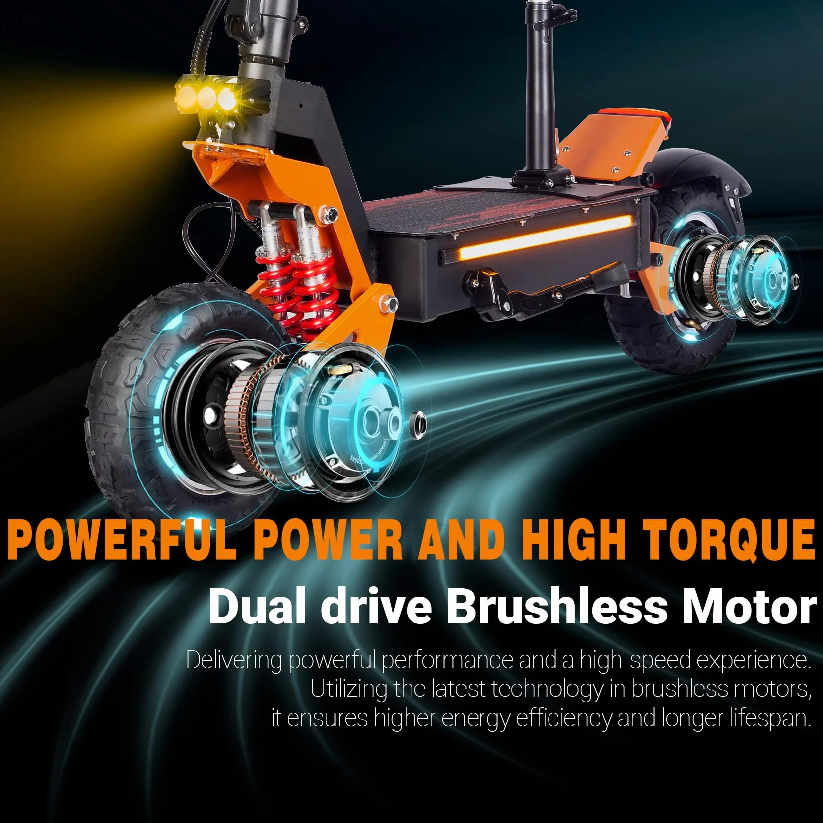 Patinete Electrico Adultos Todoterreno Scooter Eléctrico Rápido Motor Doble 11 Pulgadas Acelerador de Pulgar Neumáticos sin Cámara 60V38AH Batería de Litio Carga máxima 200 KG