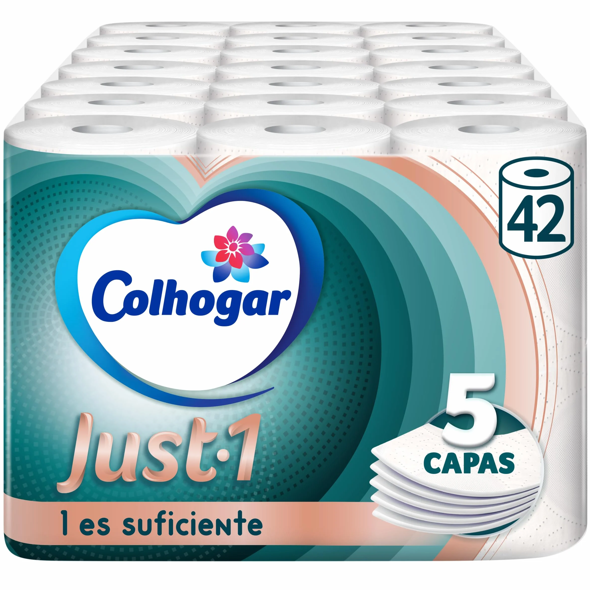 Colhogar Just 1 x42 Papel Higiénico Extra Absorbente 5 Capas Paquete 6 Rollos Blanco