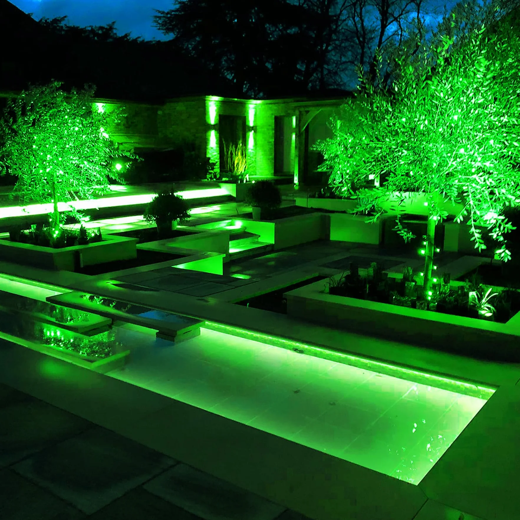 NATPOW Focos LED Exterior Solare Verde 2 en 1 IP65 Impermeable 2 Niveles de Brillo
