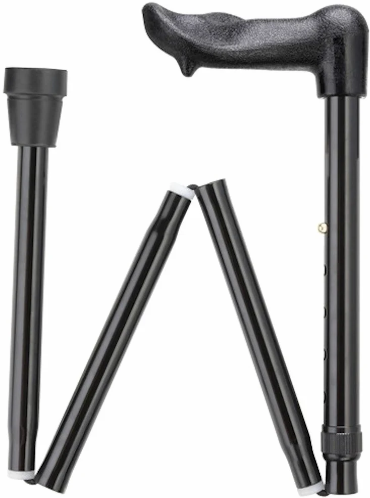 Unisex Molded Palm Grip Folding Adjustable Aluminum Folding Walking Cane - 33 to 37 (Left Hand Grip, Black) by Harvy Canes
