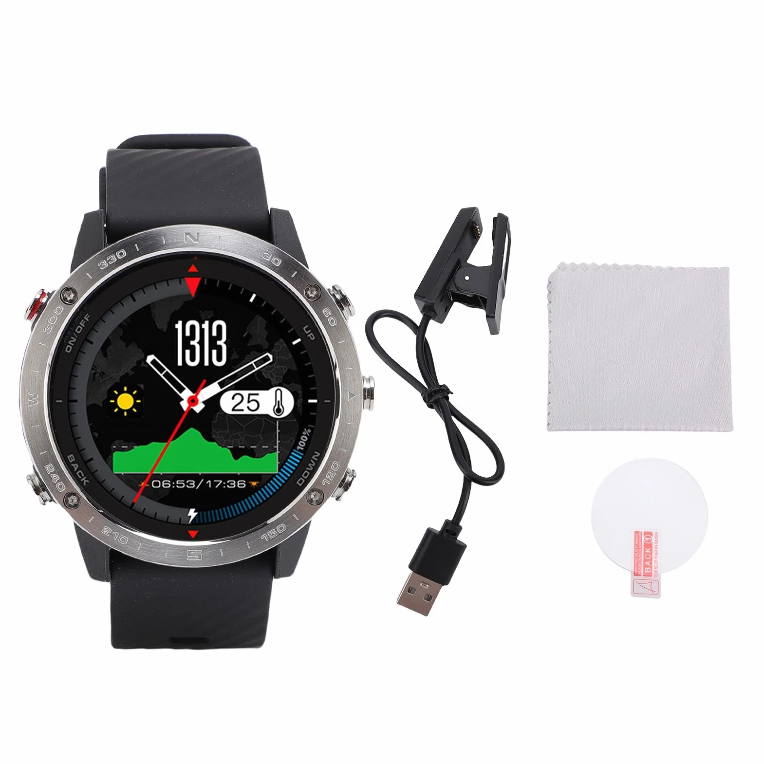 Dilwe Reloj Inteligente para Buceo, Barómetro con Sensor de Profundidad, Datos de Buceo en Tiempo Real, Resistente Al Agua hasta 50 M, Batería de 320 MAh, Notificaciones de Mensajes de (Black)