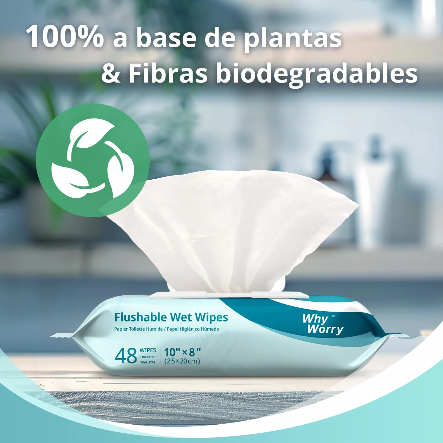 Papel Higiénico Húmedo Desechable XL 20x25 cm 144 Unidades Biodegradable Sin Plástico