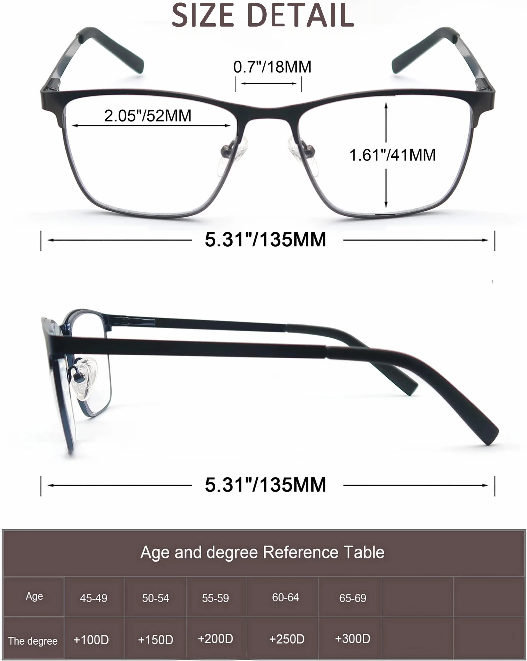 MODFANS Pack de 3 Gafas de Lectura Anti Luz Azul, Metal Acero Inoxidable, Lente Clara, Rectangular - Ligeras y Cómodas
