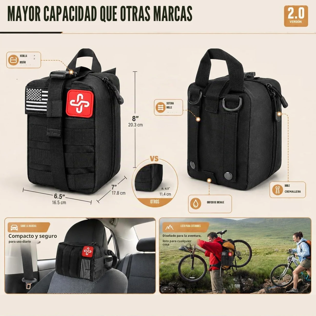 Kit de supervivencia, kit de primeros auxilios de supervivencia de 250 piezas con bolsa compatible con sistema Molle y tienda de campaña de emergencia, kit de emergencia para terremoto, aventura al