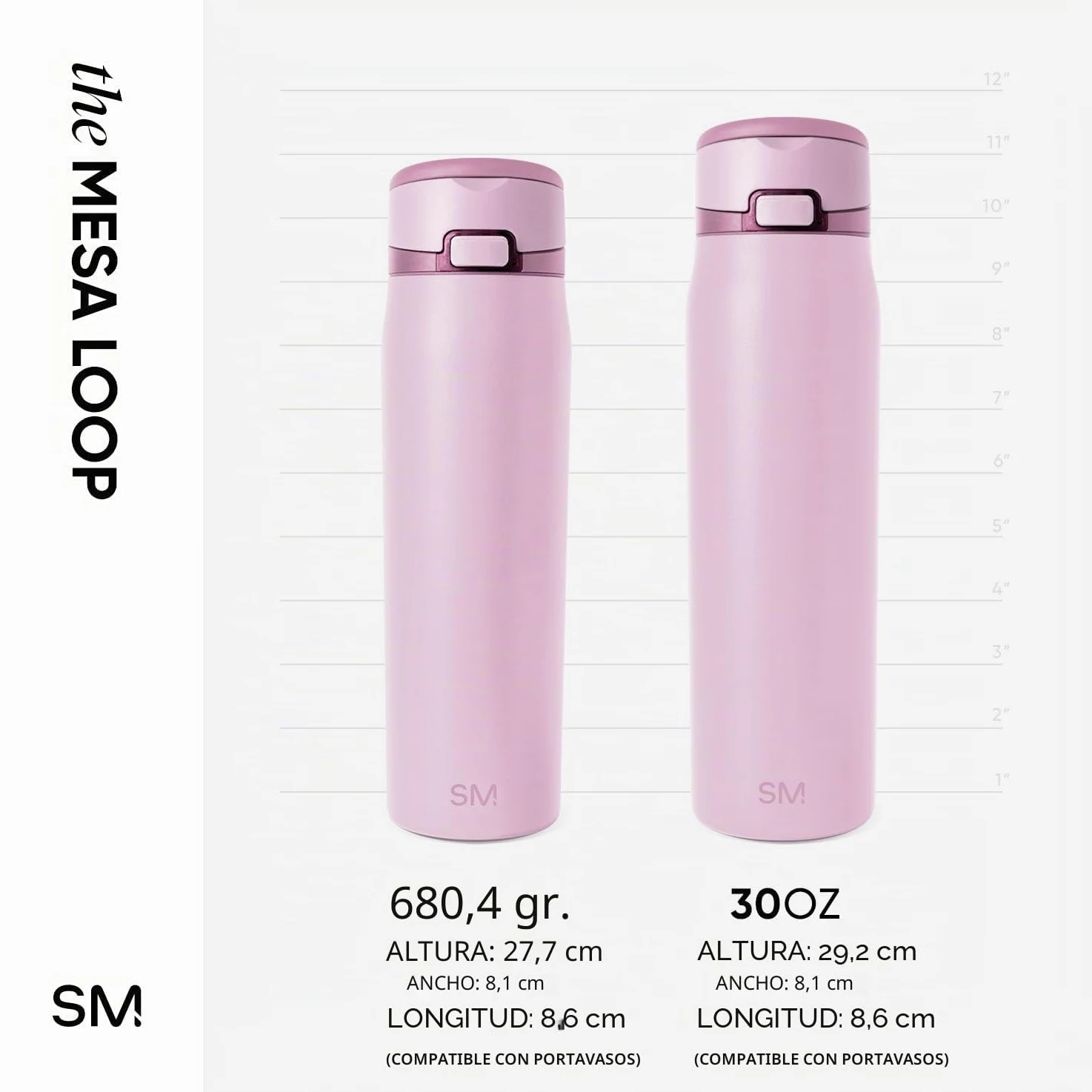 Simple Modern Mesa Loop Botella de Agua con Pajita | Botellas de Acero Inoxidable Aisladas Compatibles con Portavasos para Viajes, Deporte y Escuela| 890ml | Pink Champagne | Mesa Loop - Botella de agua aislada para escuela, deportes, viajes, a prueba de