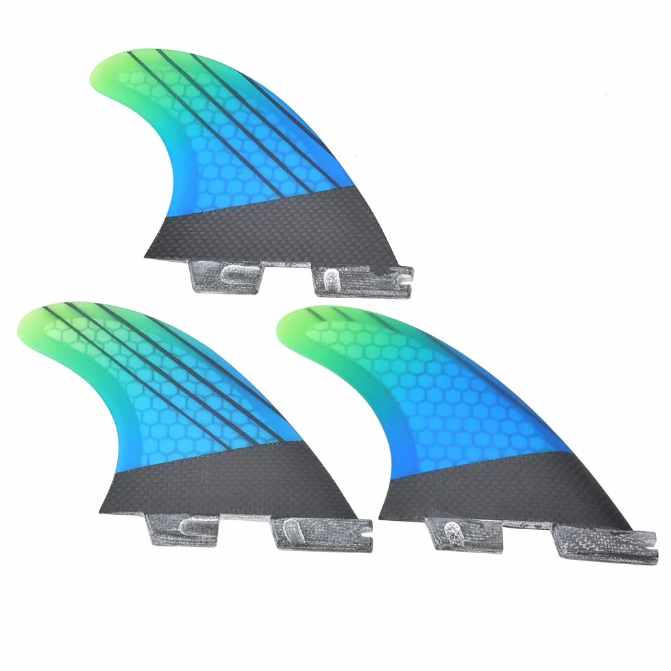 Fiberglass FCS2 elegante Agrase de surf verde de la aleta de aleta de surf de aleta flexible para ondas huecas y paletas de paleta