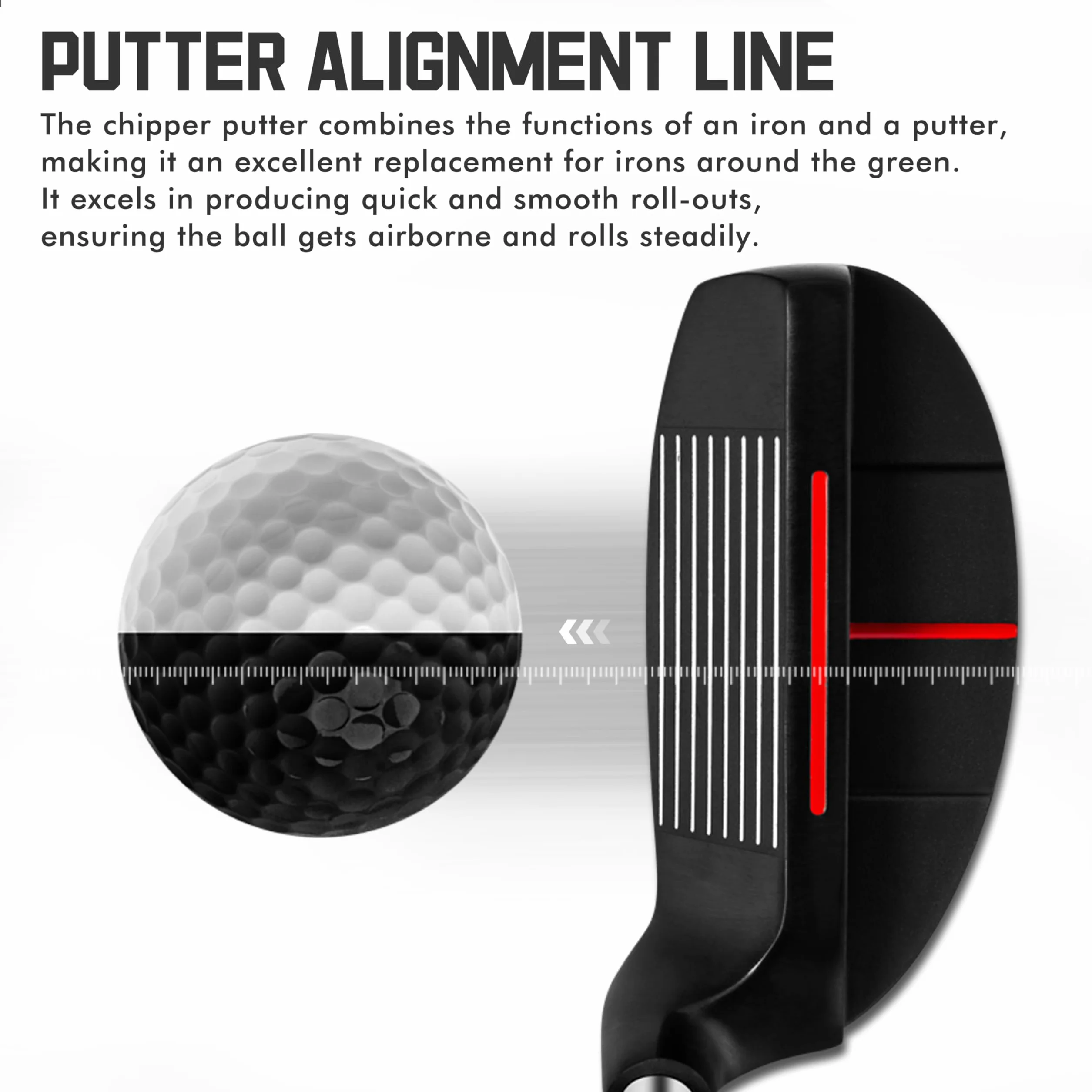 PGM 43° Premium Golf Chipper - Cuña de corte para diestros y zurdos, para hombre y mujer, juego corto preciso, mejora tus golpes cortos, club de golf con loft alto