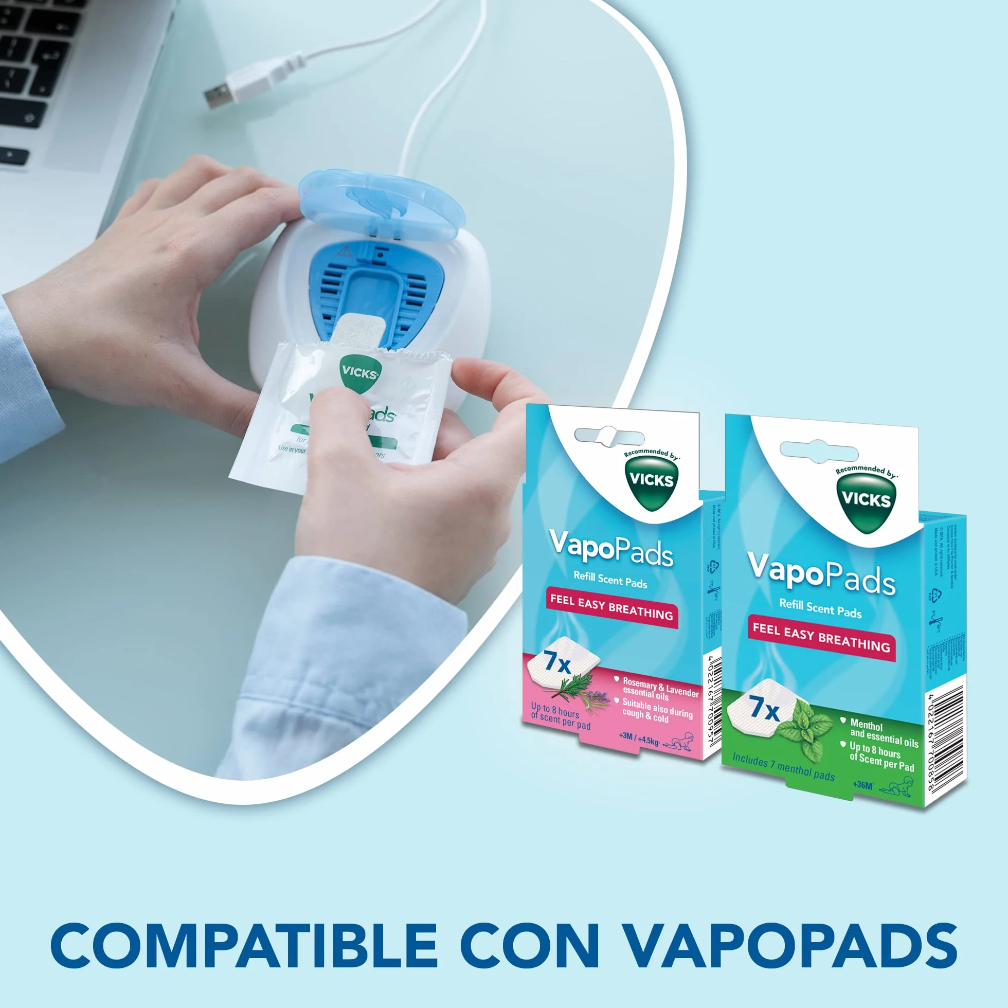 Vicks VH1800JUVEU Difusor portátil sin agua USB con luz nocturna