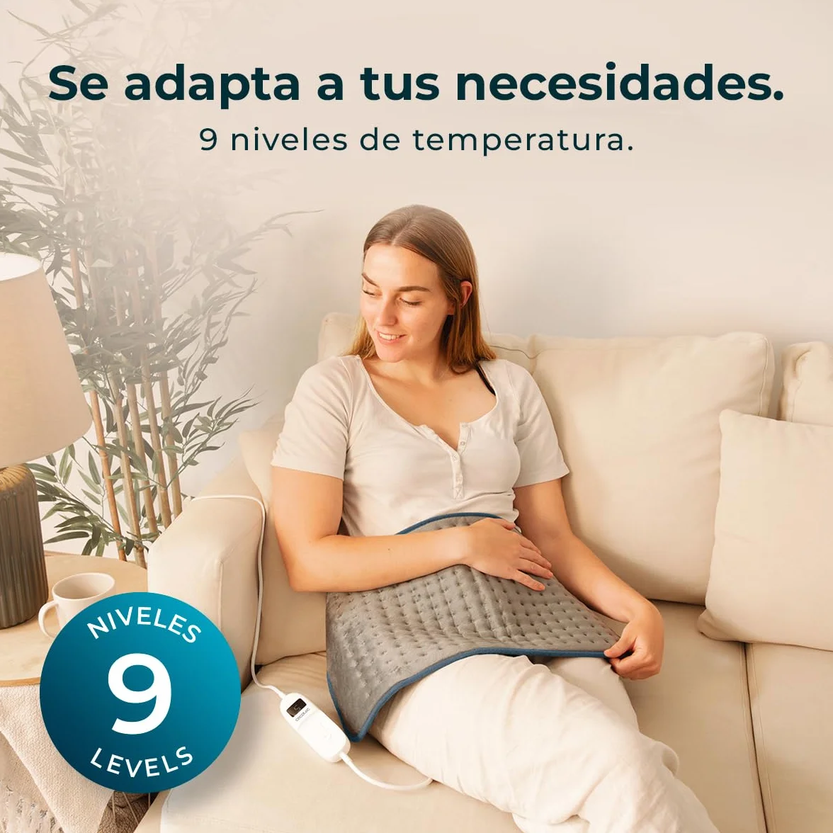Cecotec Almohadilla Eléctrica HeatConfort 6000 ThermalPad térmica 30x60 cm alivio lumbar cuello hombros ajuste temperatura
