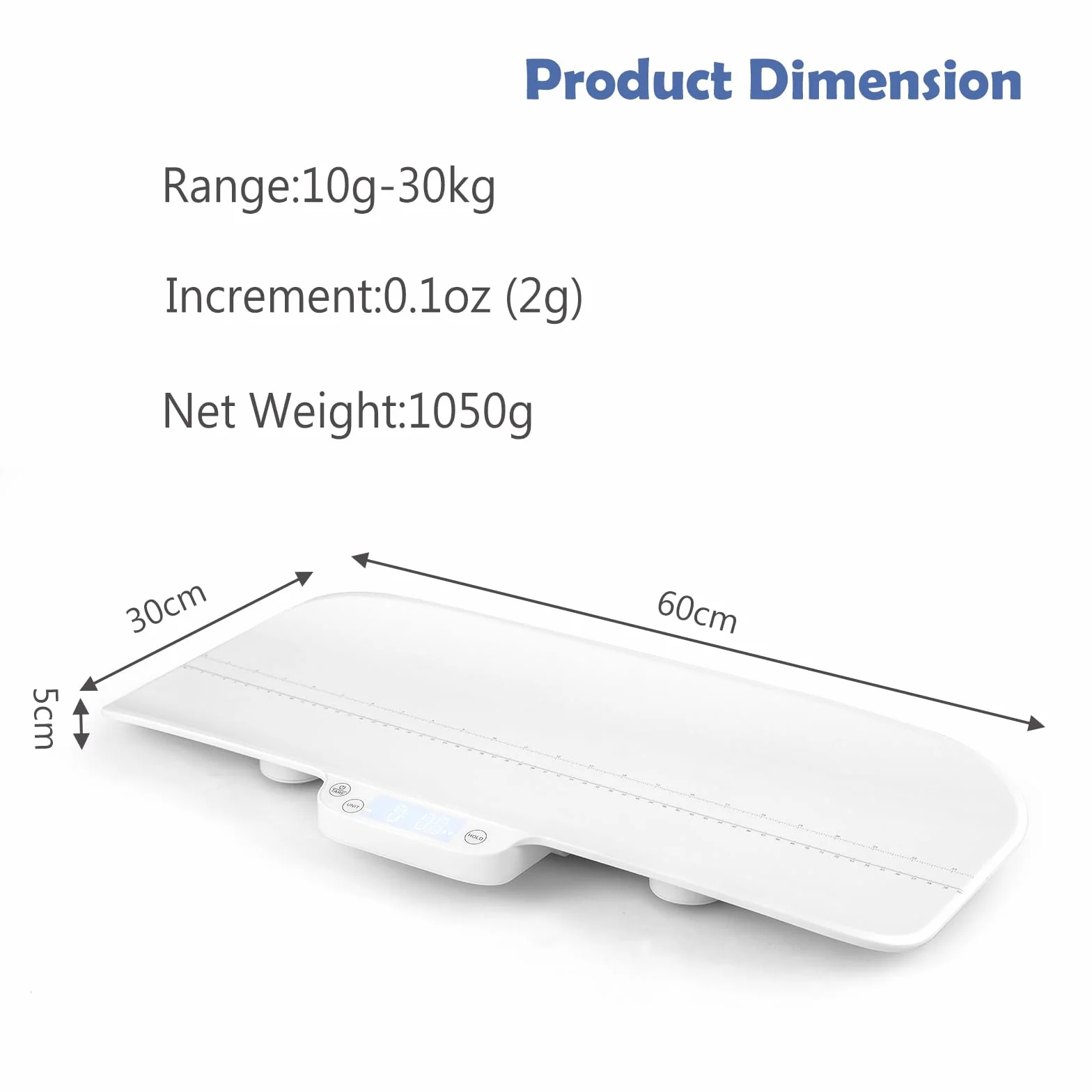 LIFEZEAL Báscula Digital para Bebés con Bluetooth, 2g de Precisión, 10-30kg
