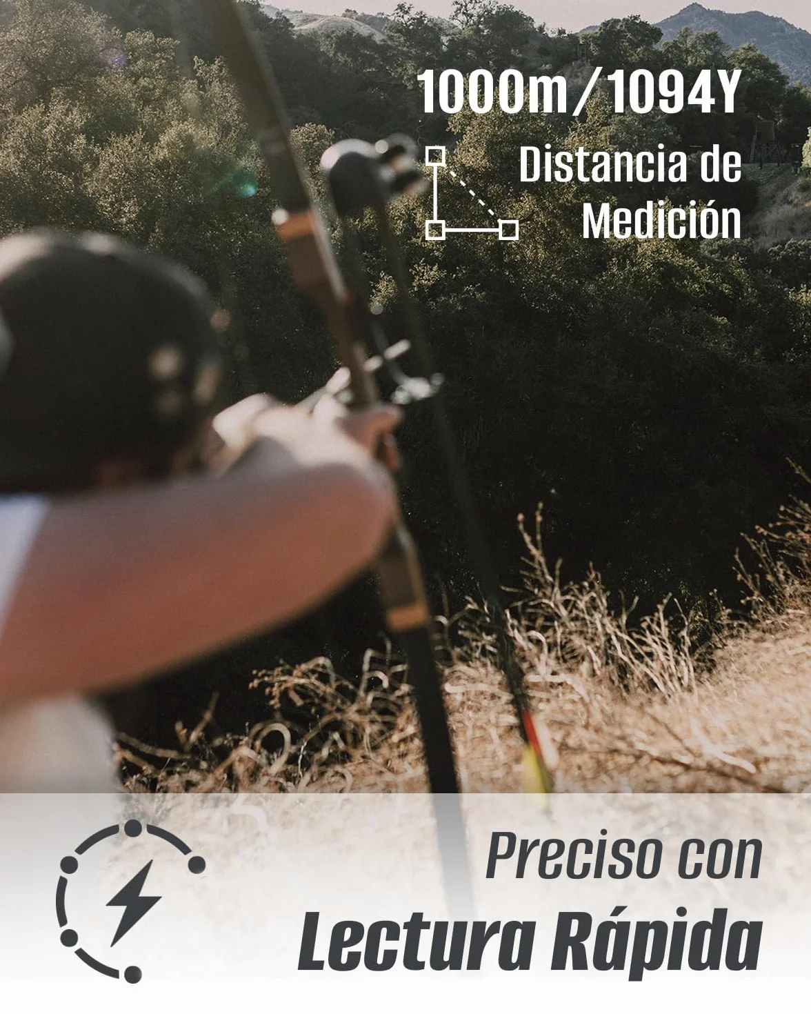 Inkerma Telémetro Caza 1000/1200M Recargable 6X LCD Ángulo Compensación Pendiente Velocidad Escaneo Hunter-E