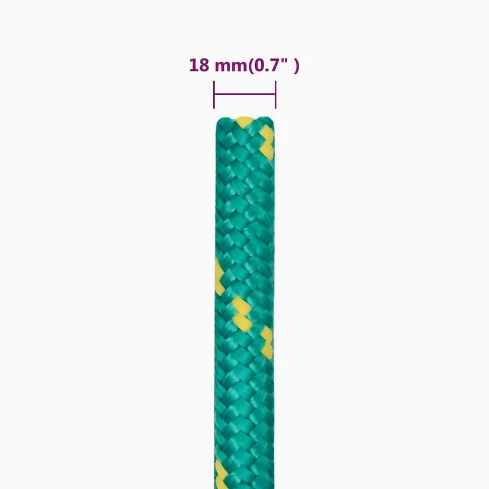 Cuerda de polipropileno verde 18 mm 100 m para barco, vela, camping, fijación, ataduras, resistente a la intemperie, resistente a la rotura para uso marino y exterior
