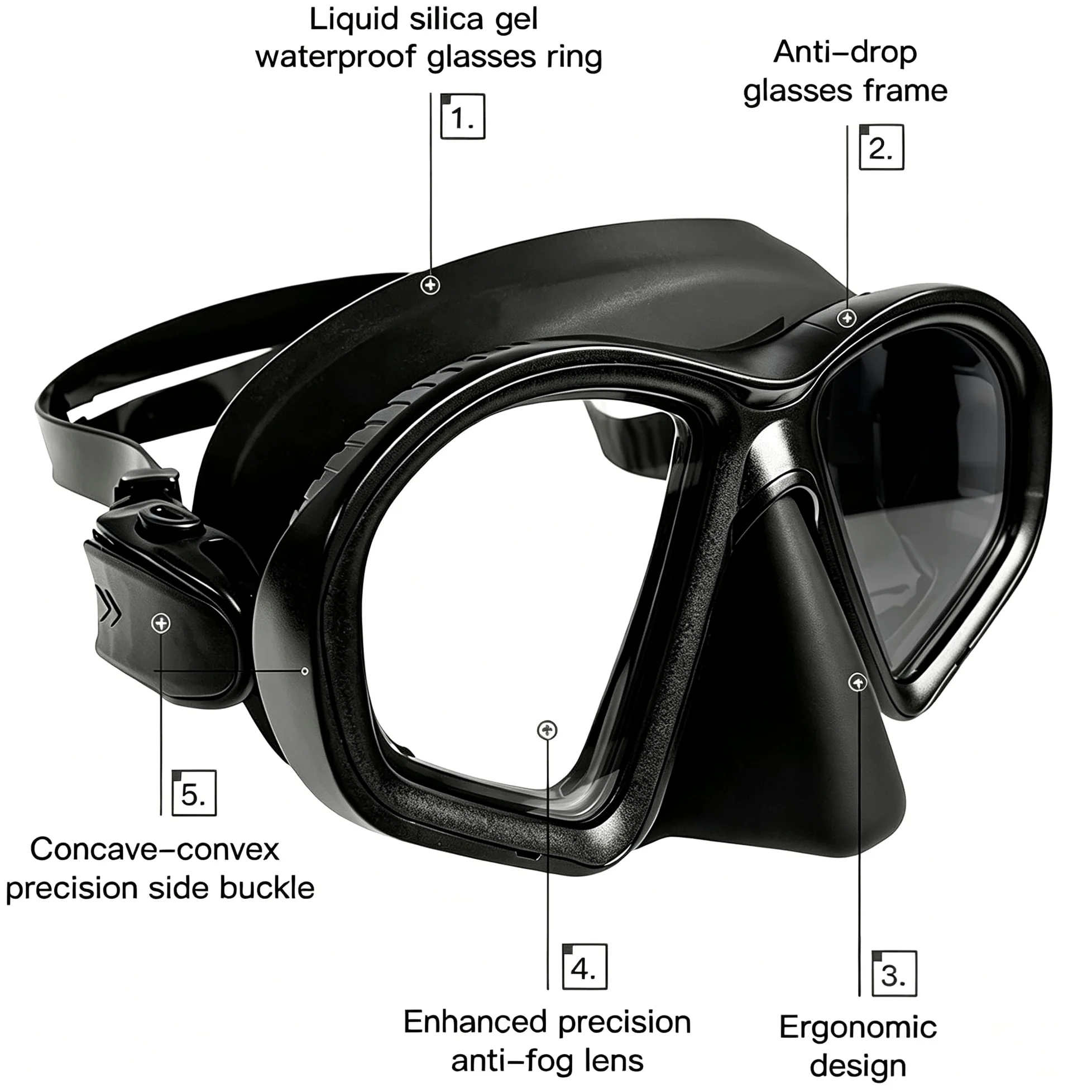 Máscara profesional de buceo libre húmeda de bajo volumen, antifugas, vidrio templado, máscara de buceo libre, buceo, apnea, pesca submarina, esnórquel tipo J