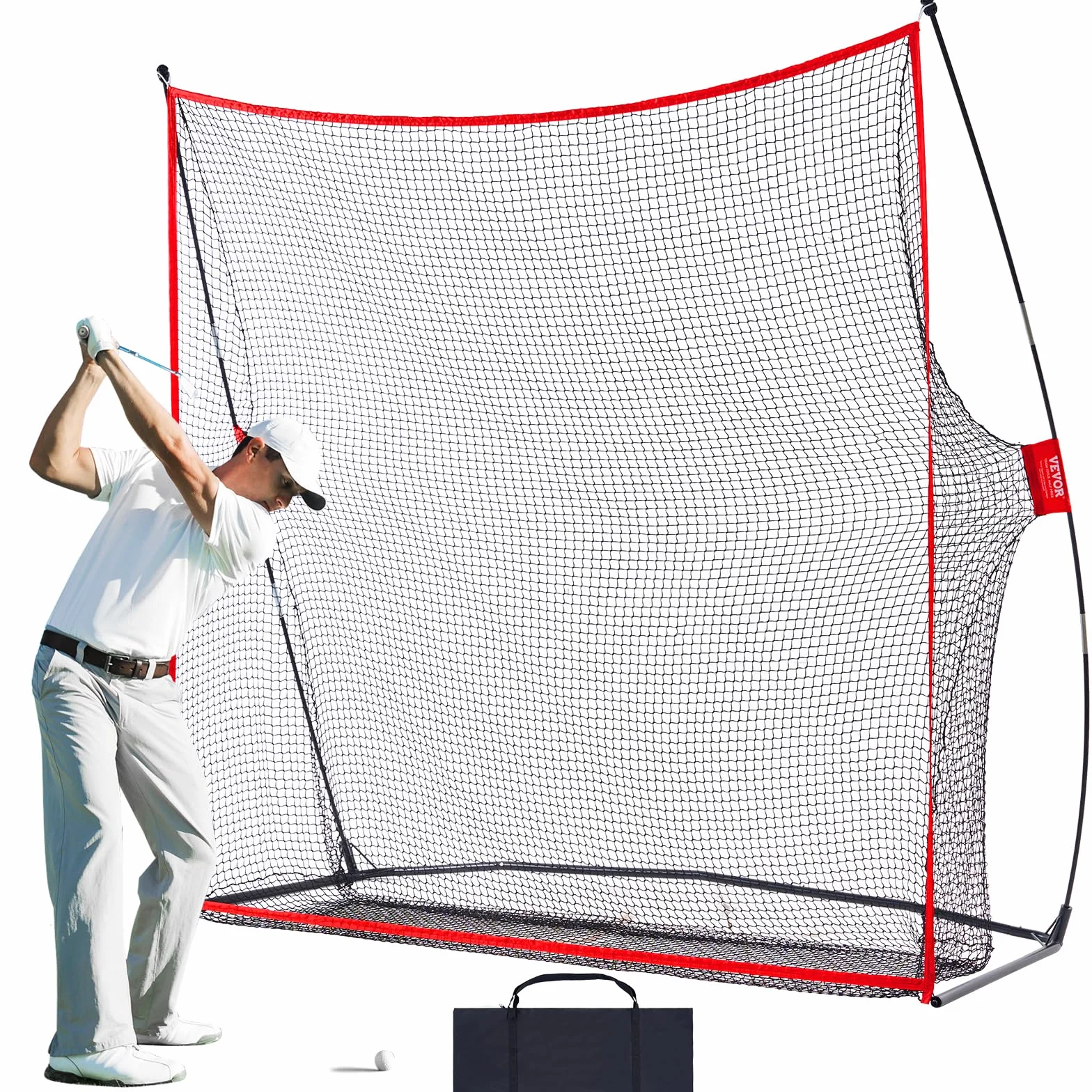 VEVOR Red de Práctica de Golf 2390x900x2140 mm Marco de Fibra de Vidrio Portátil con Bolsa de Transporte