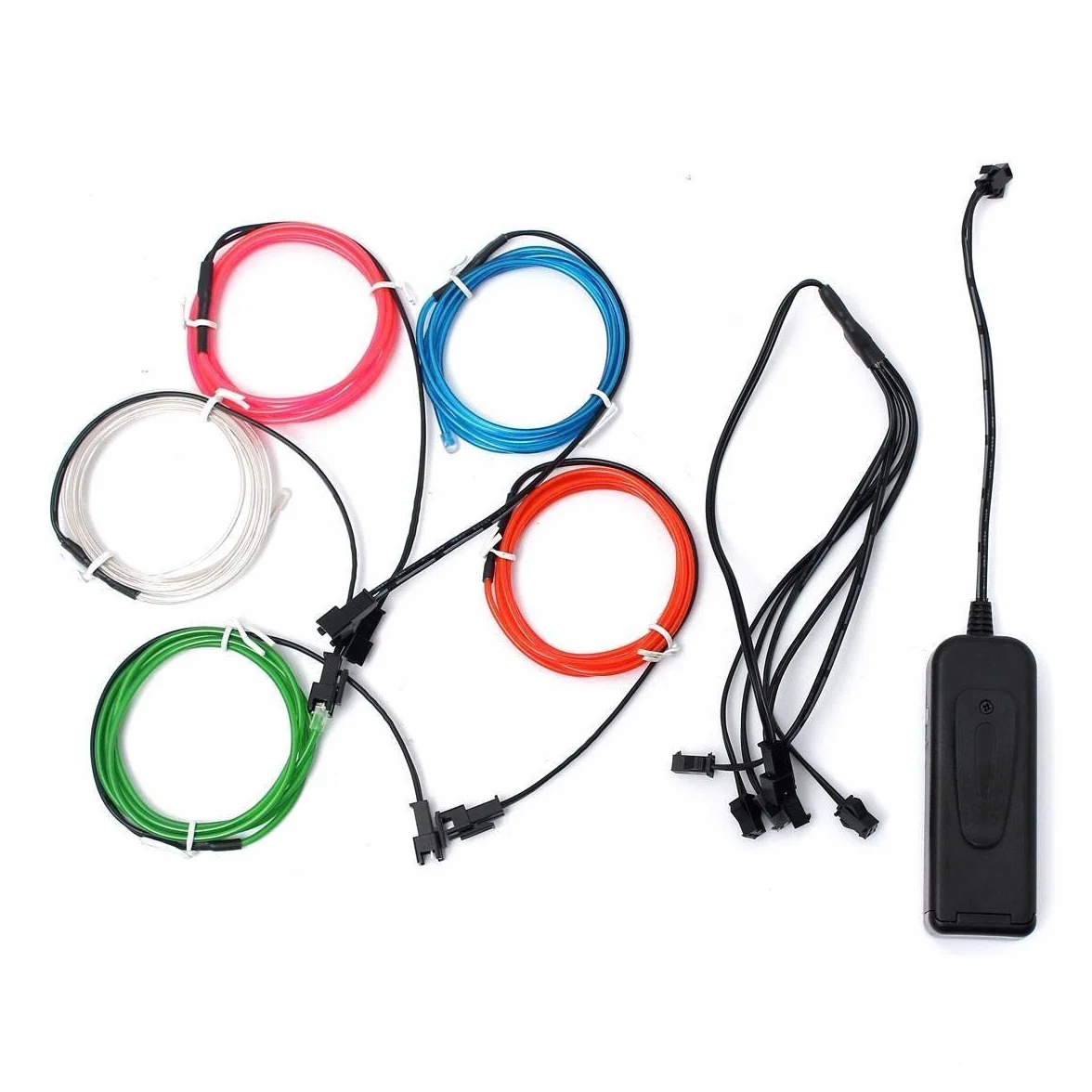 AUDEW EL Wire alambre neón 1M x 5 colores brillante electroluminiscente pila caja