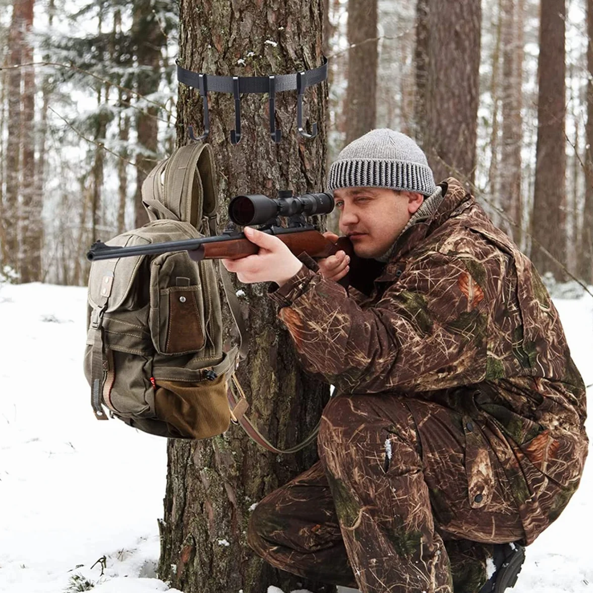 scosao Treestand Correa Multi-Gancho Caza Soporte para Accesorios, Puesto de Caza de Árbol para Equipos de Caza de Camping, Acampada al Aire Libre, Senderismo