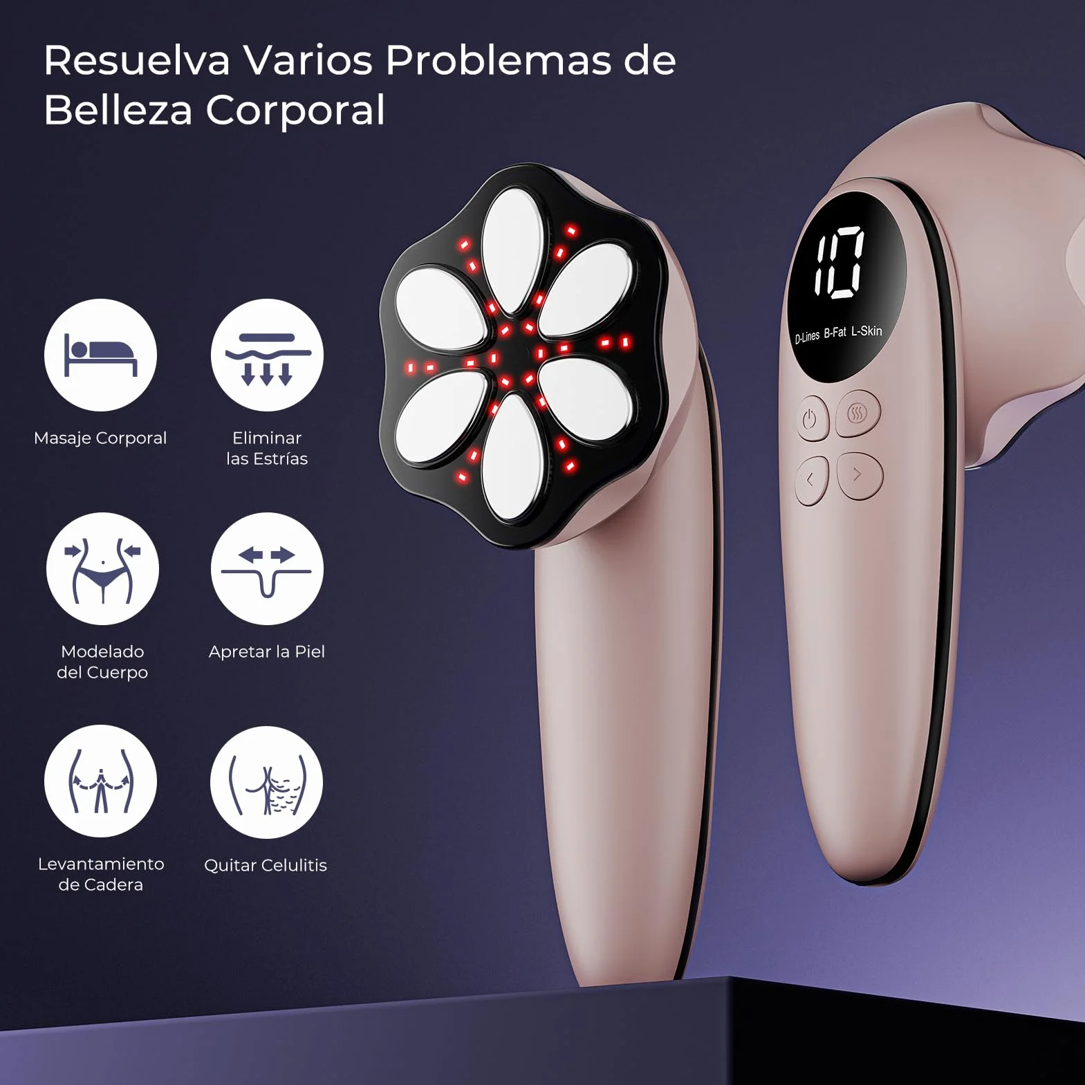Masajeador Anticelulítico Profesional Eléctrico para Mujeres y Hombres, Oro Rosa