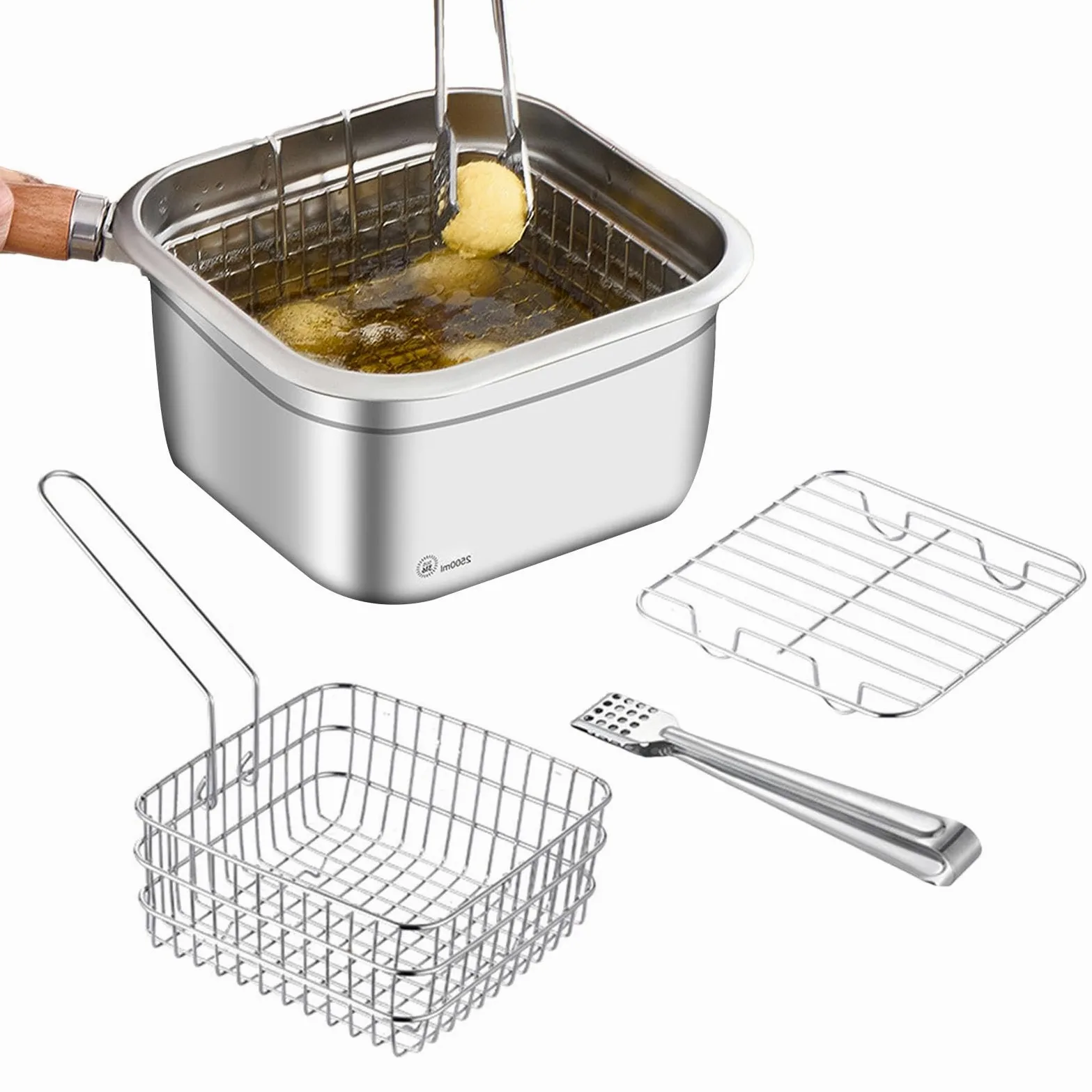 Juego de utensilios de cocina para camping, juego de ollas de campamento | olla cuadrada de 2500 ml, juego de cocina multifuncional para senderismo, equipo de camping, olla freidora, utensilios de