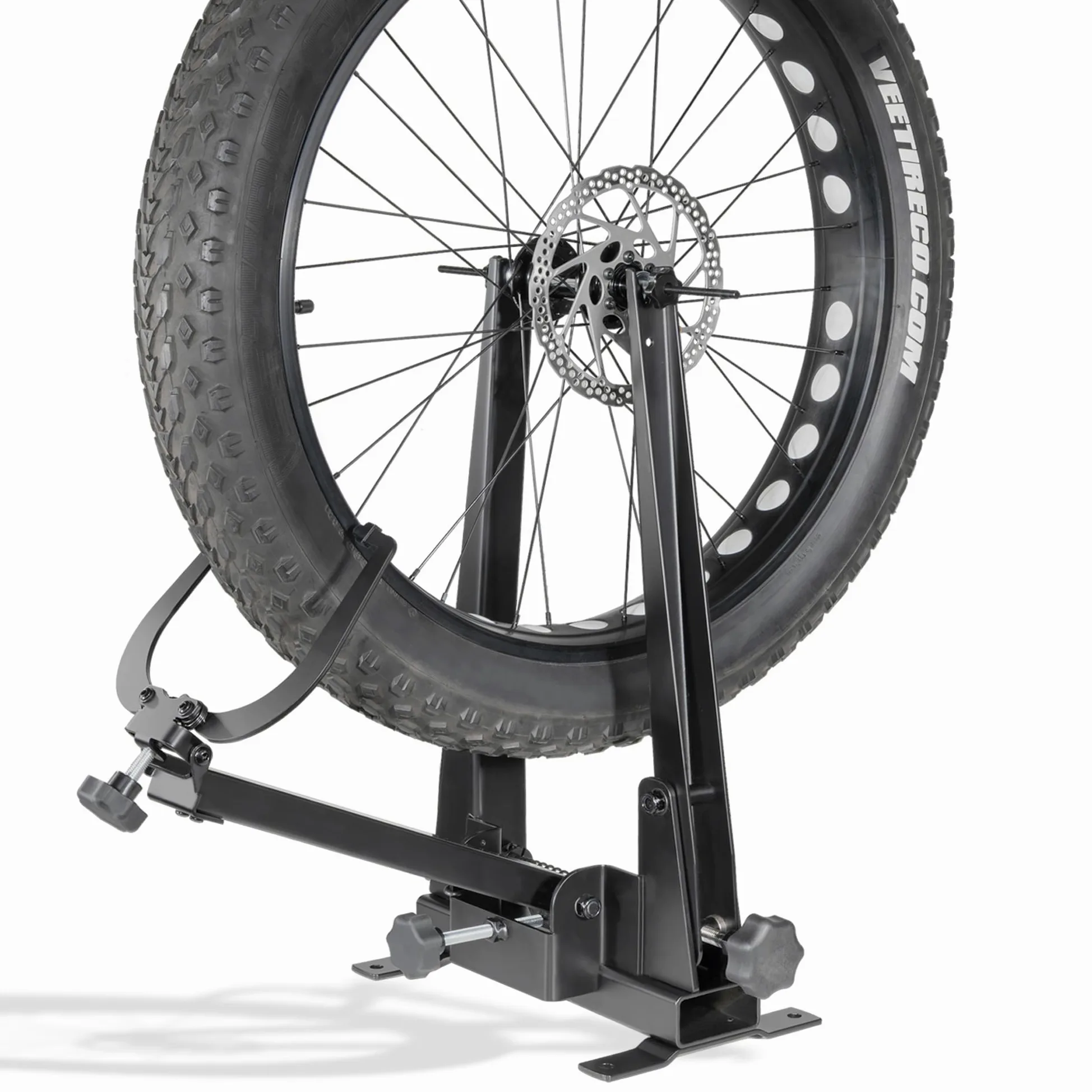 CyclingDeal Soporte de reparación de ruedas de bicicleta | Ancho de neumático de hasta 5 pulgadas | Soporte de reparación de ruedas de bicicleta resistente y herramienta de mantenimiento para el