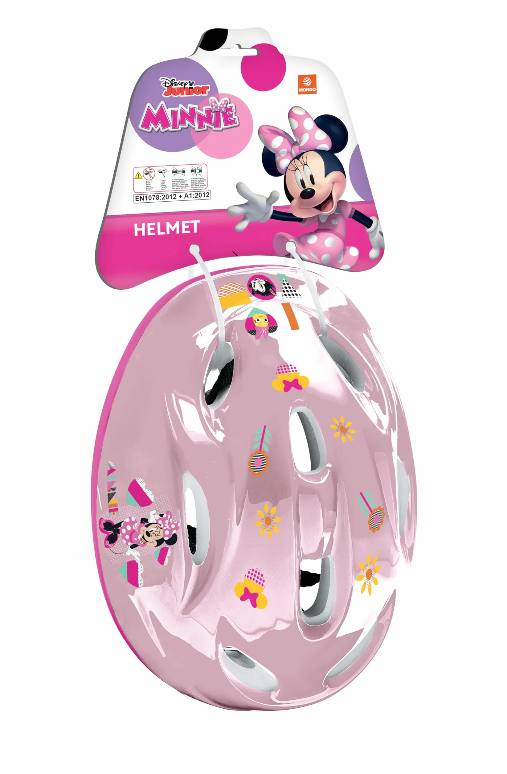 Mondo CASCHETTO-28747, Toys-Minnie Disney Helmet Casco de protección Ajustable de 52 a 56 cm para Bicicletas, patinetes, monopatín niña, Multicolor, Talla única