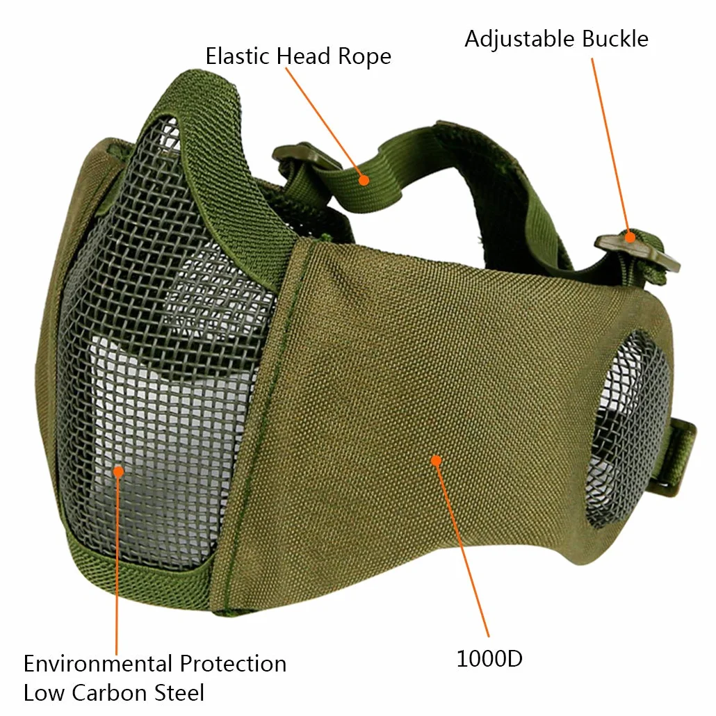 Juego de protección para airsoft máscara de malla media cara con protección auditiva y gafas para caza paintball tiro